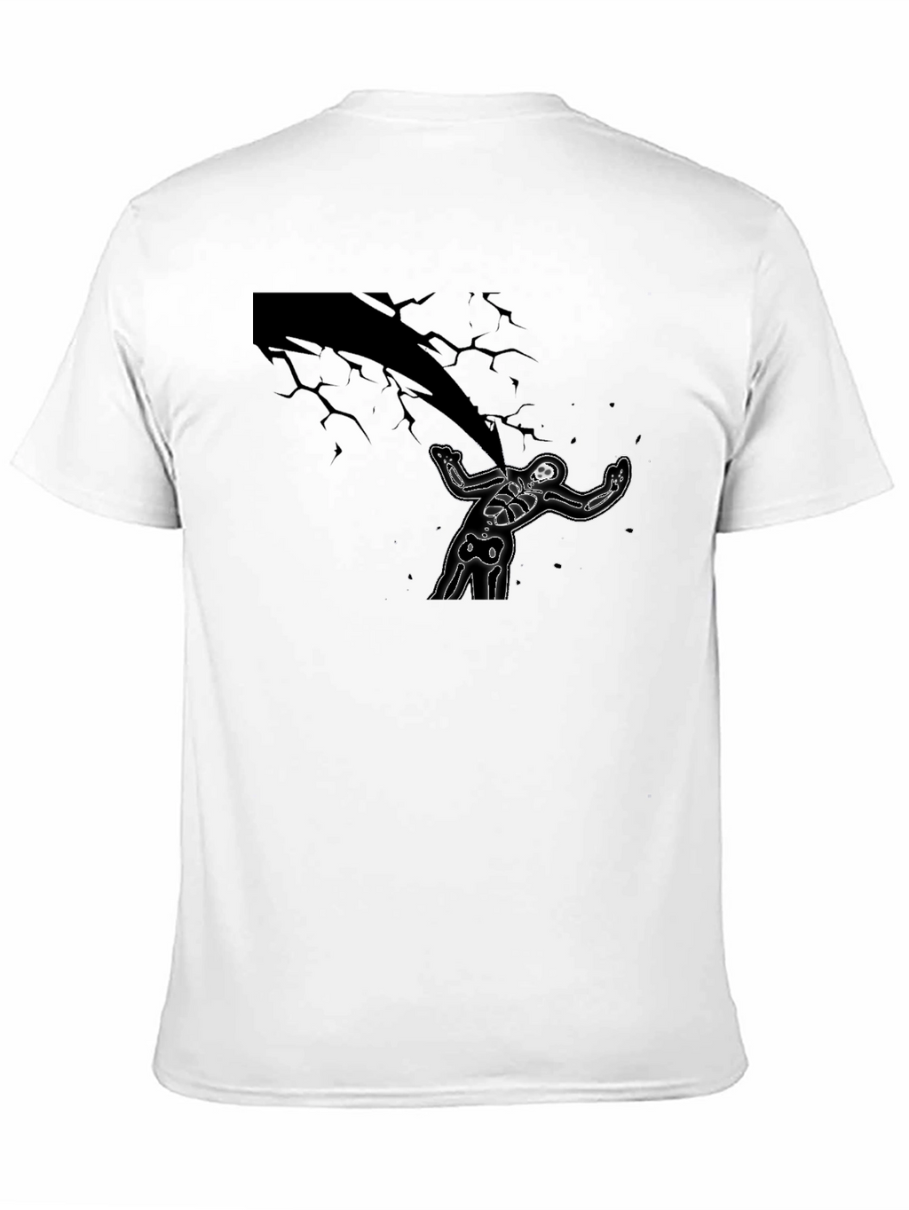 Skeleton Under Lightning Black Graphic Tee