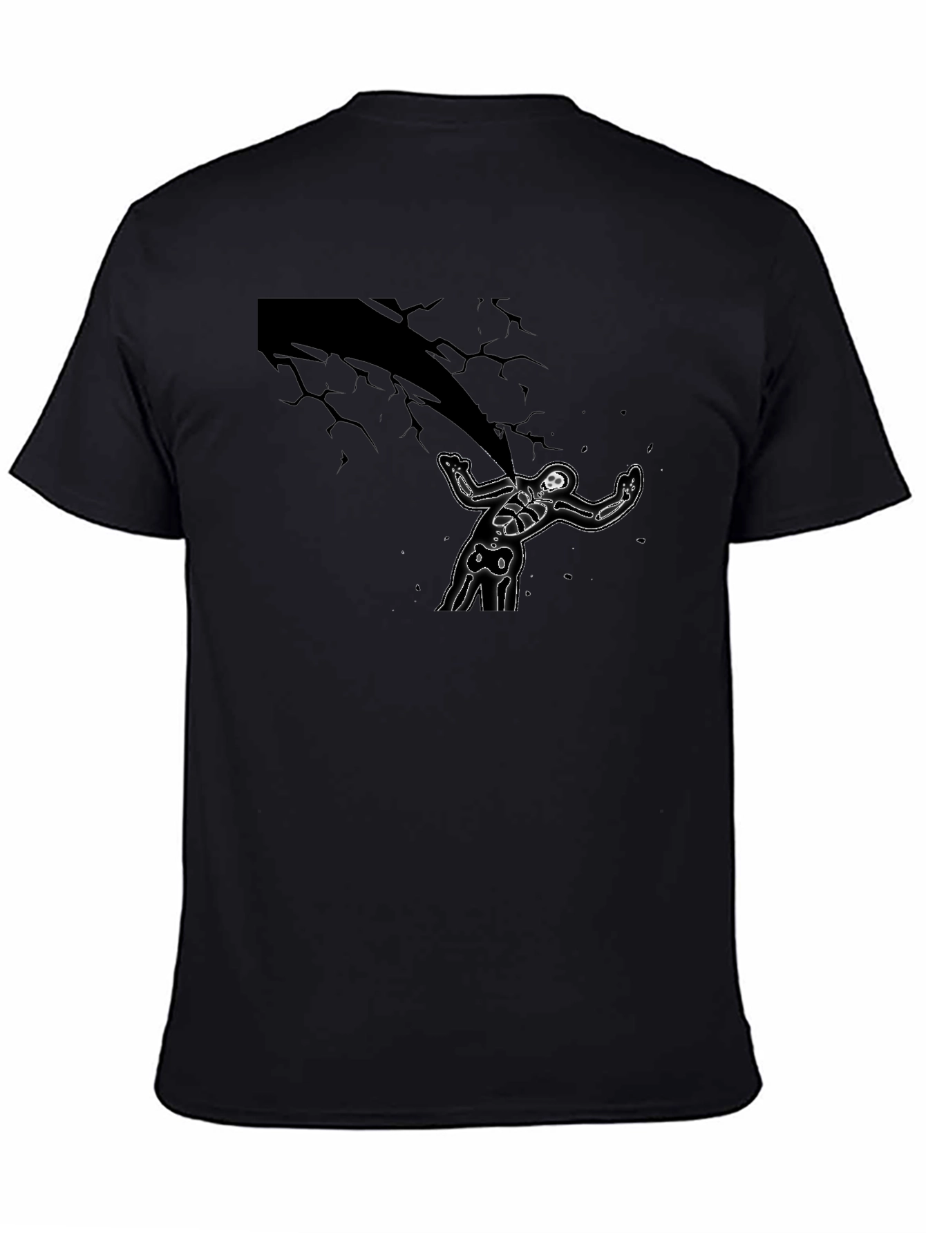 Skeleton Under Lightning Black Graphic Tee