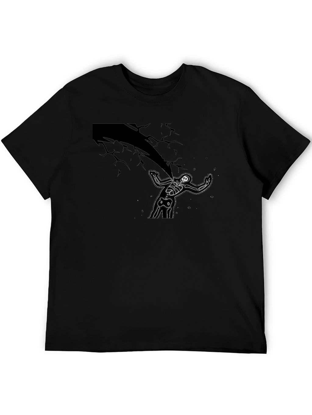 Skeleton Under Lightning Black Graphic Tee