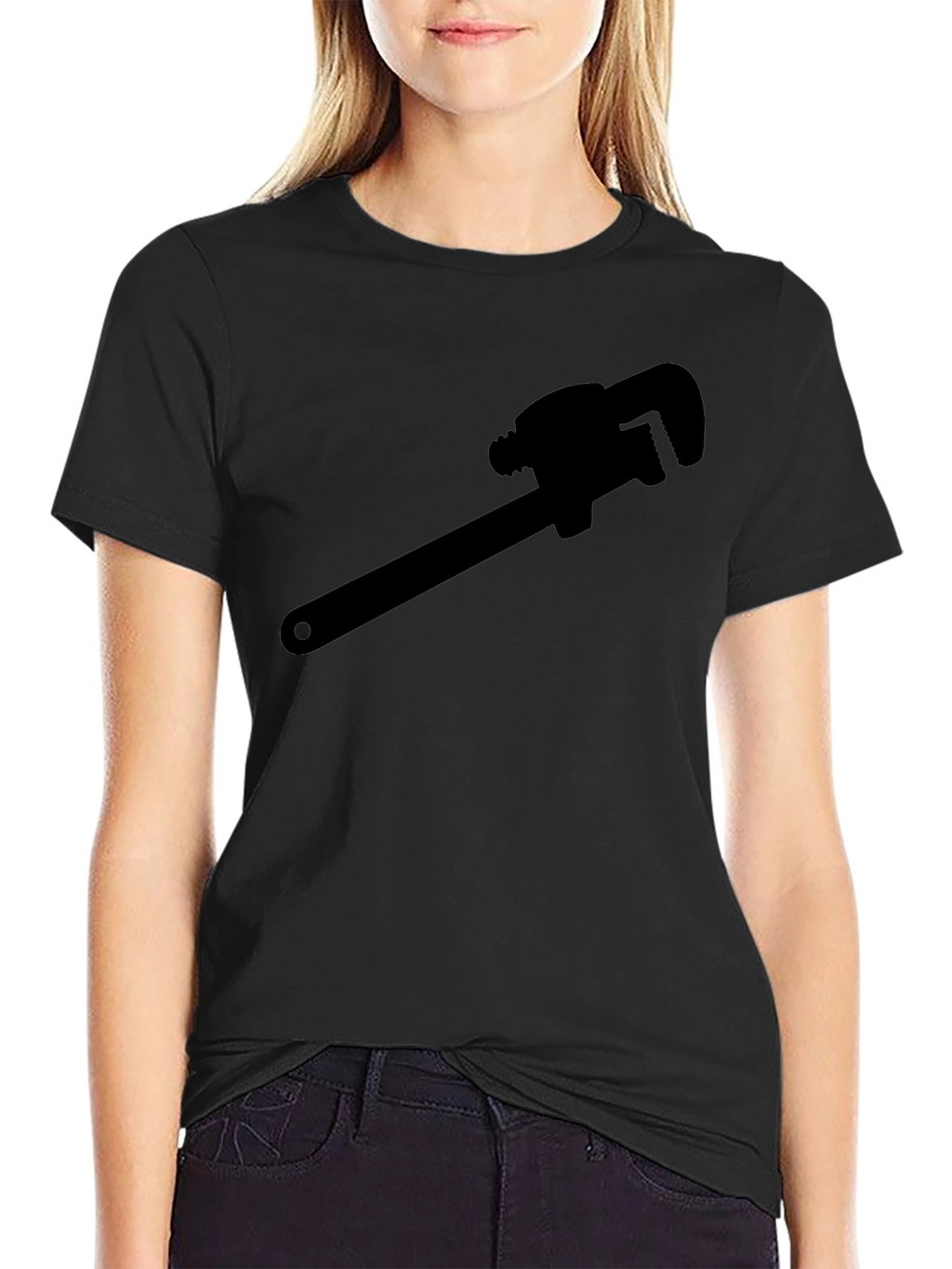 Plumber Wrench Graphic Tee - Black Cotton T-Shirt