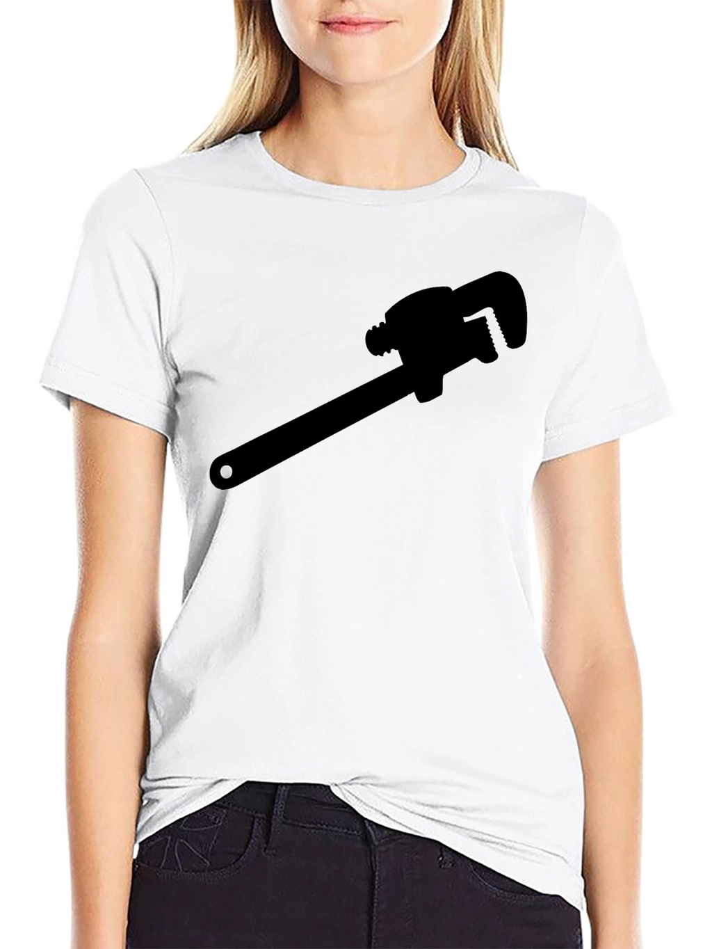 Plumber Wrench Graphic Tee - Black Cotton T-Shirt