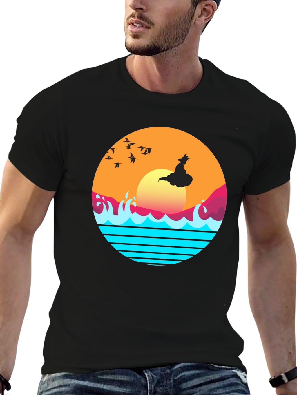 Retro Anime Sunset Graphic T-Shirt