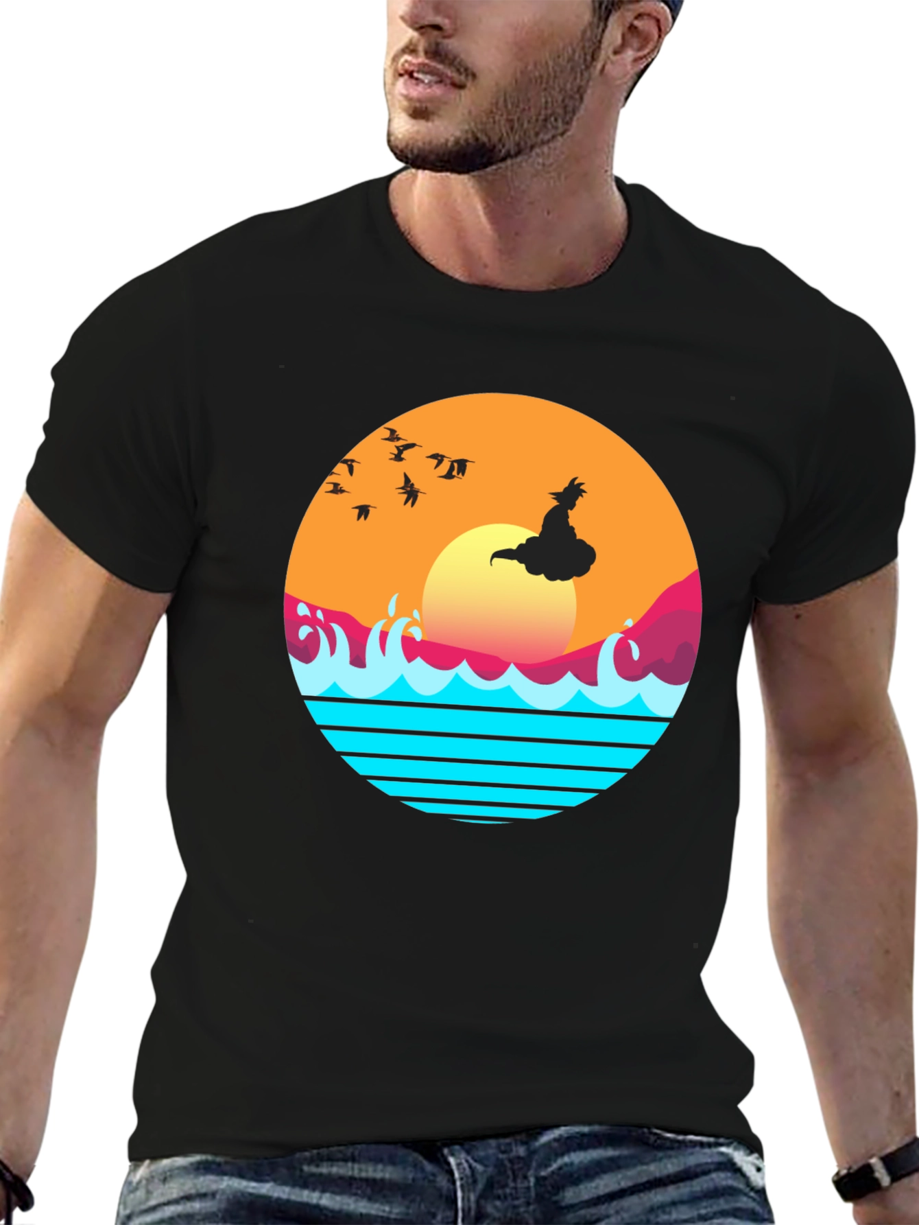 Retro Anime Sunset Graphic T-Shirt