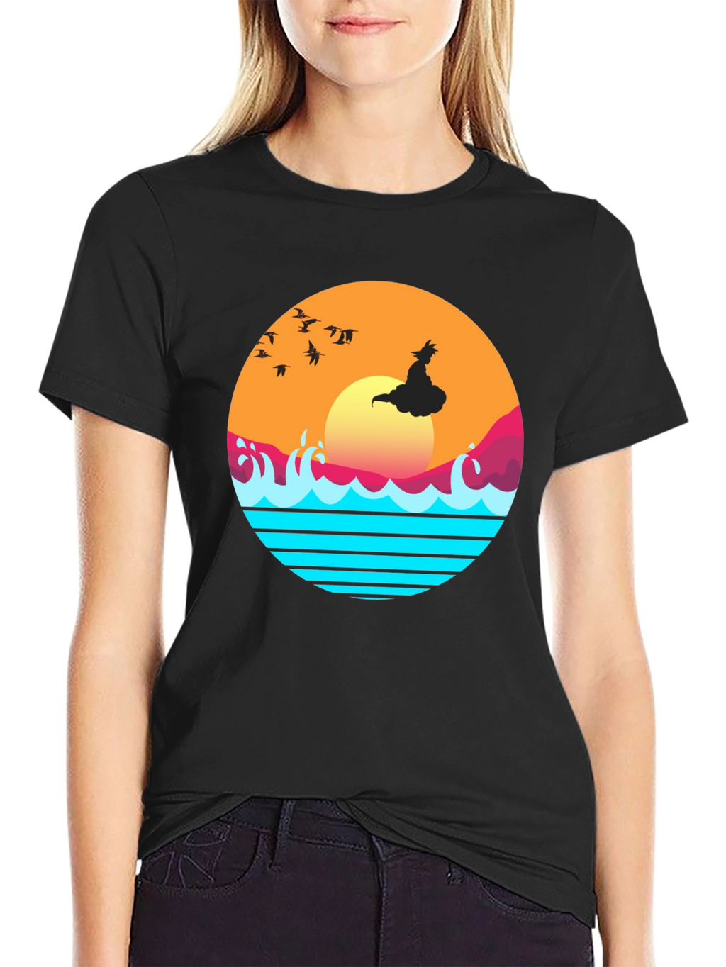 Retro Anime Sunset Graphic T-Shirt