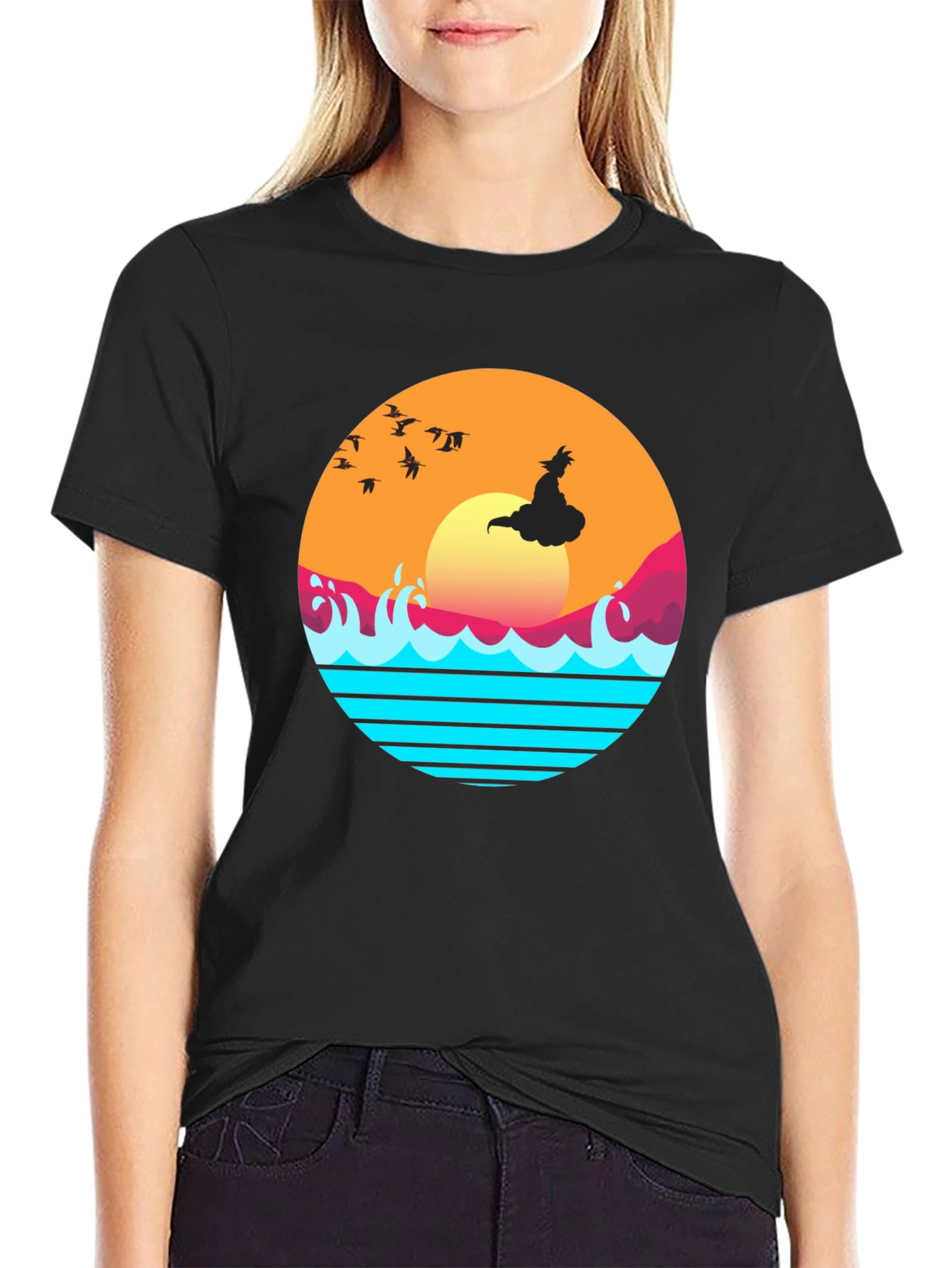 Retro Anime Sunset Graphic T-Shirt