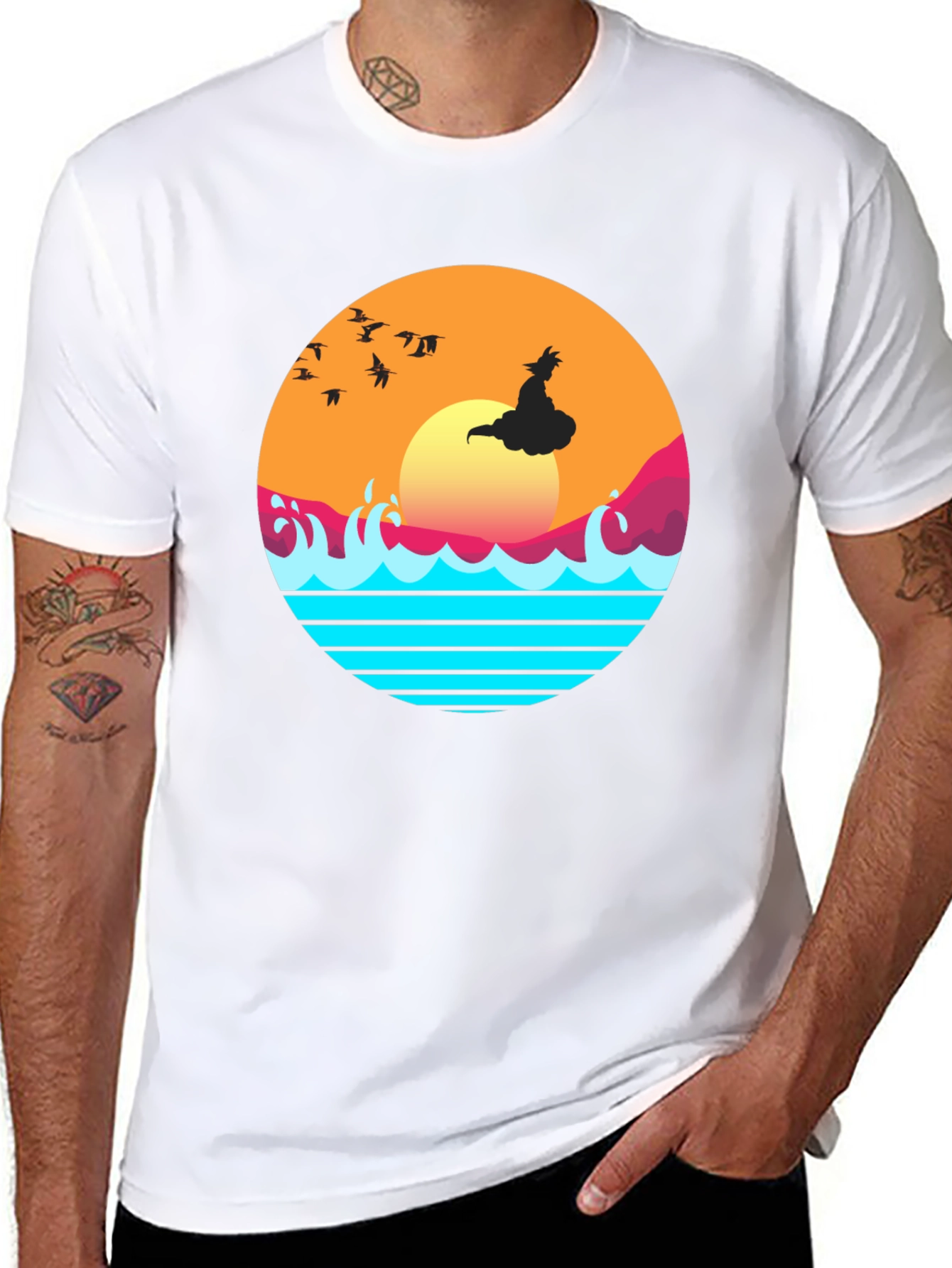 Retro Anime Sunset Graphic T-Shirt