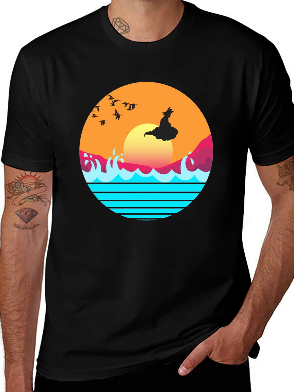 Retro Anime Sunset Graphic T-Shirt