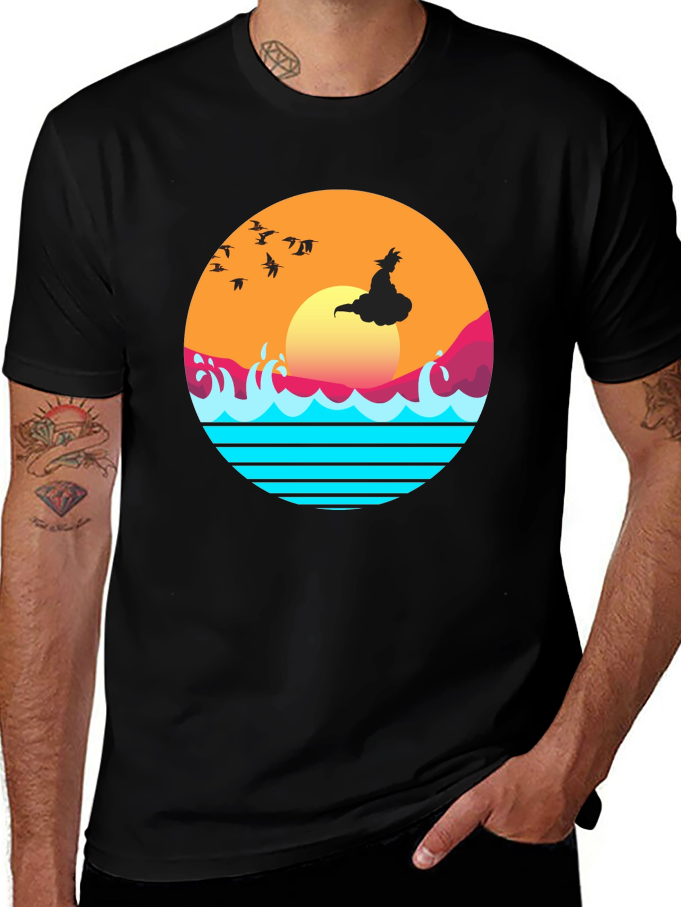 Retro Anime Sunset Graphic T-Shirt