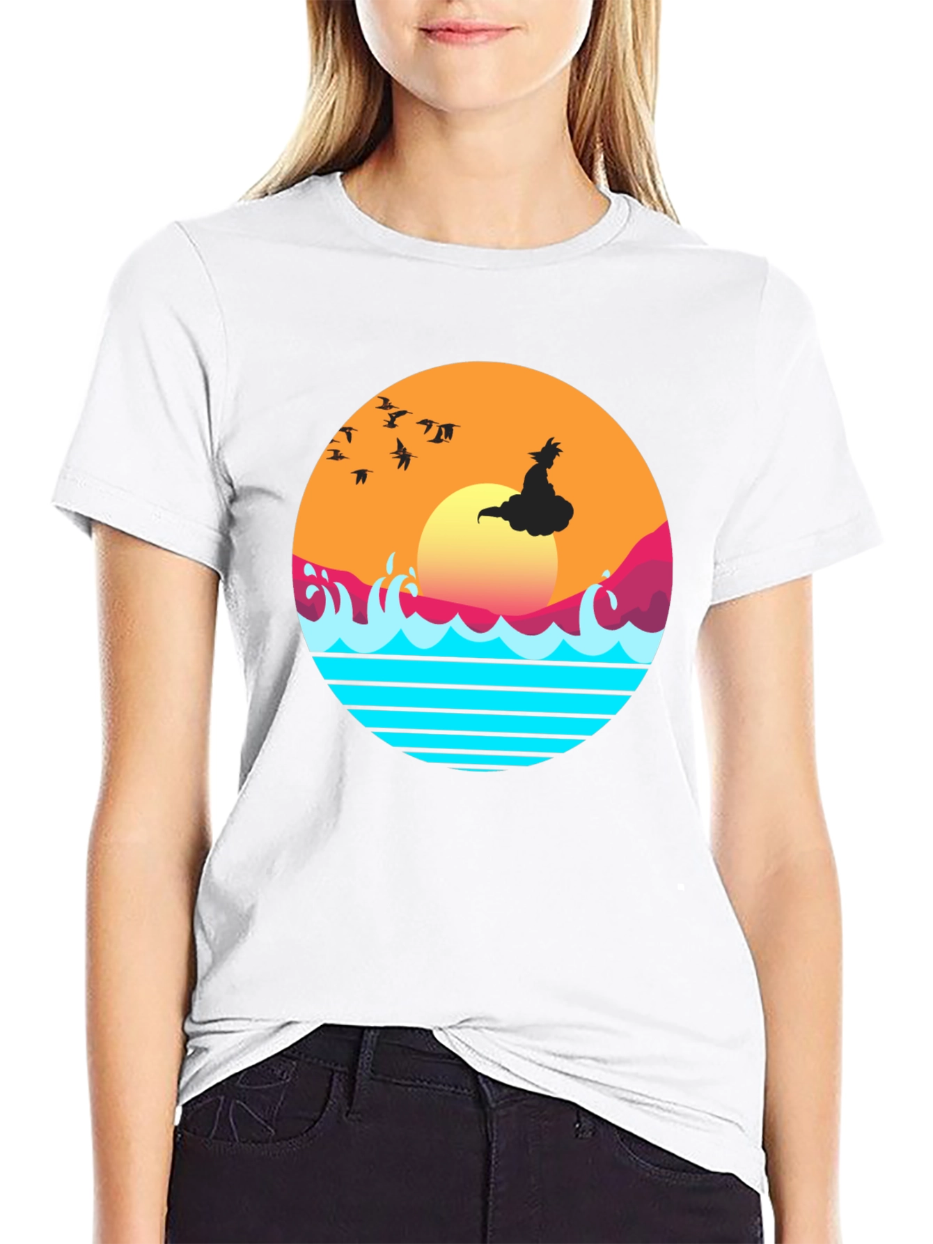 Retro Anime Sunset Graphic T-Shirt