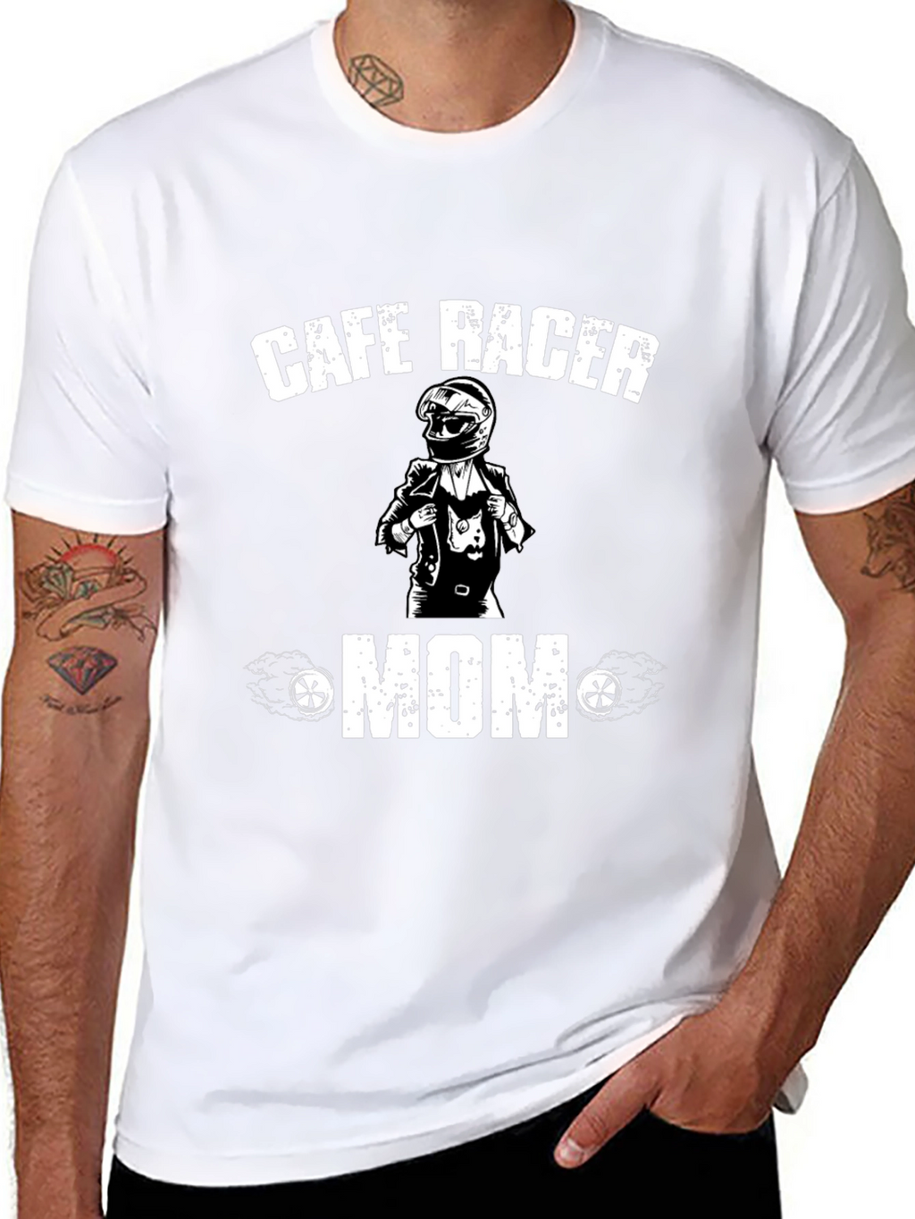 Cafe Racer Mom T-Shirt - Black Cotton Tee