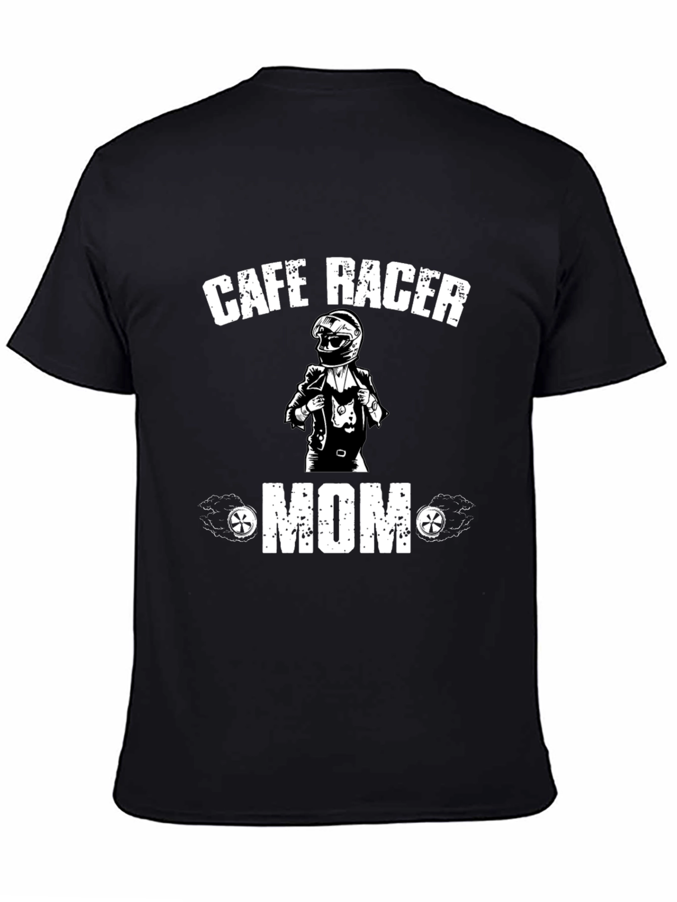 Cafe Racer Mom T-Shirt - Black Cotton Tee