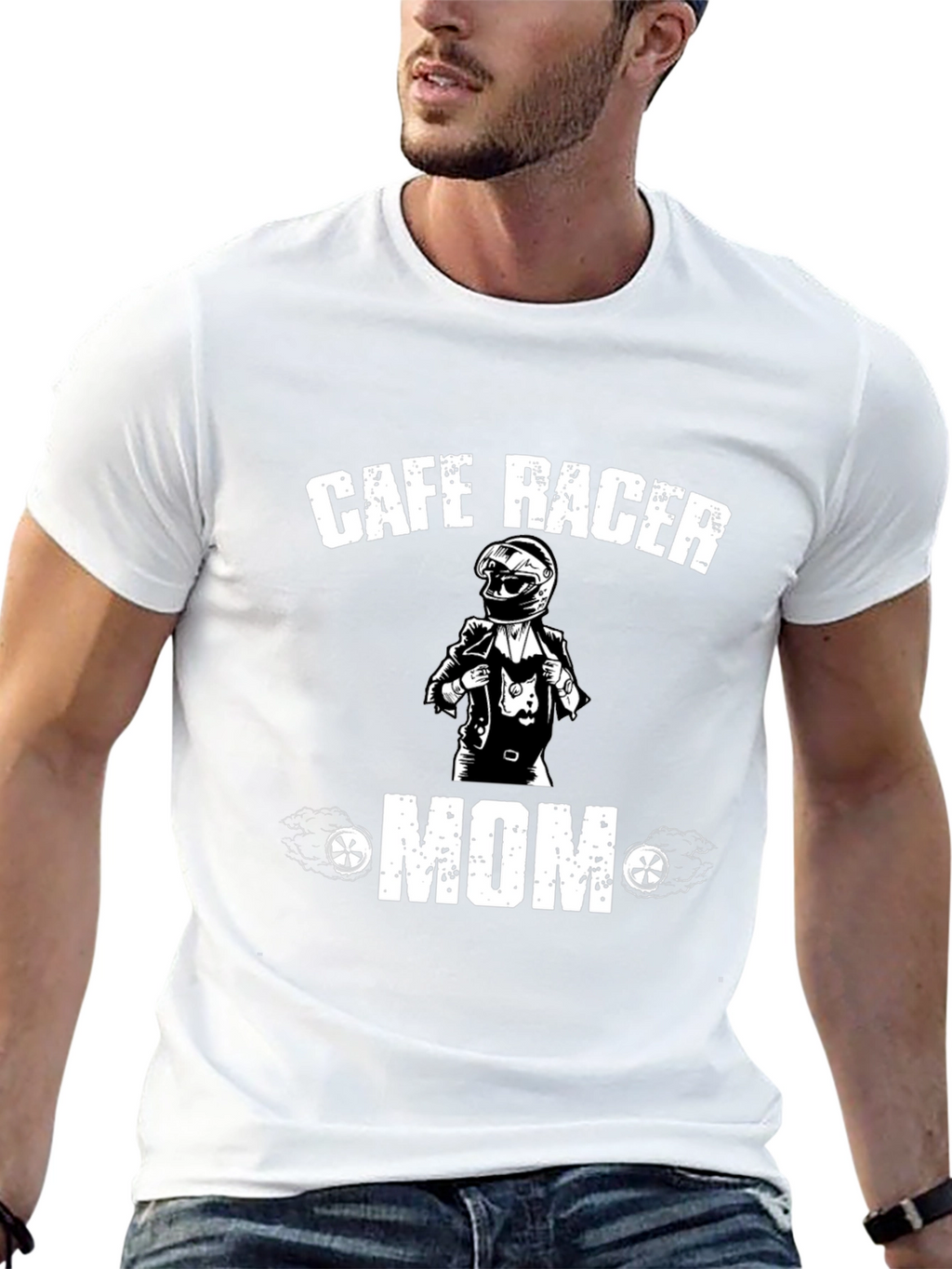 Cafe Racer Mom T-Shirt - Black Cotton Tee