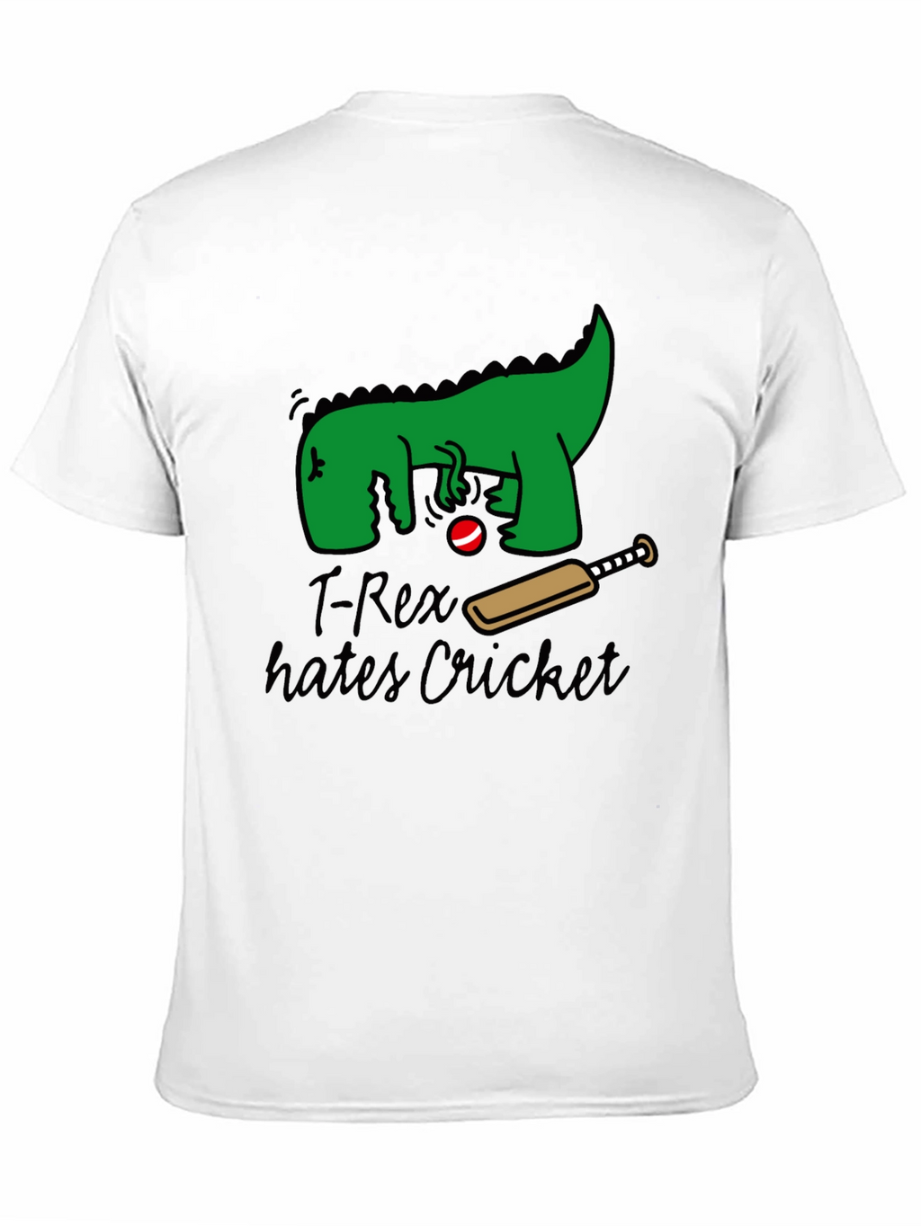 T-Rex Hates Cricket Graphic T-Shirt - Black