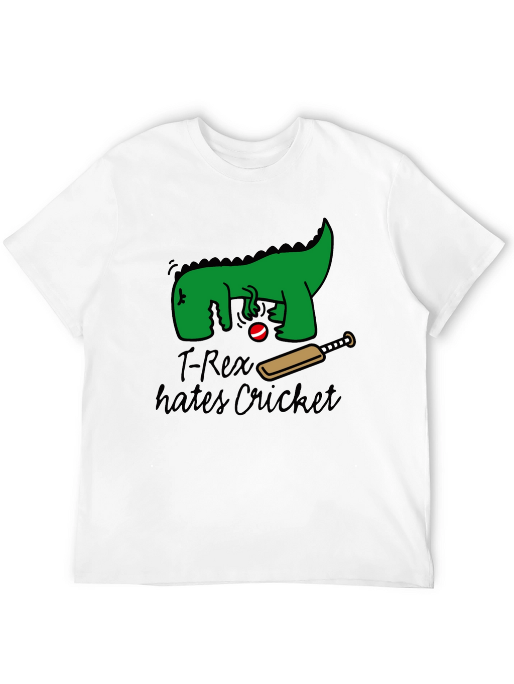 T-Rex Hates Cricket Graphic T-Shirt - Black