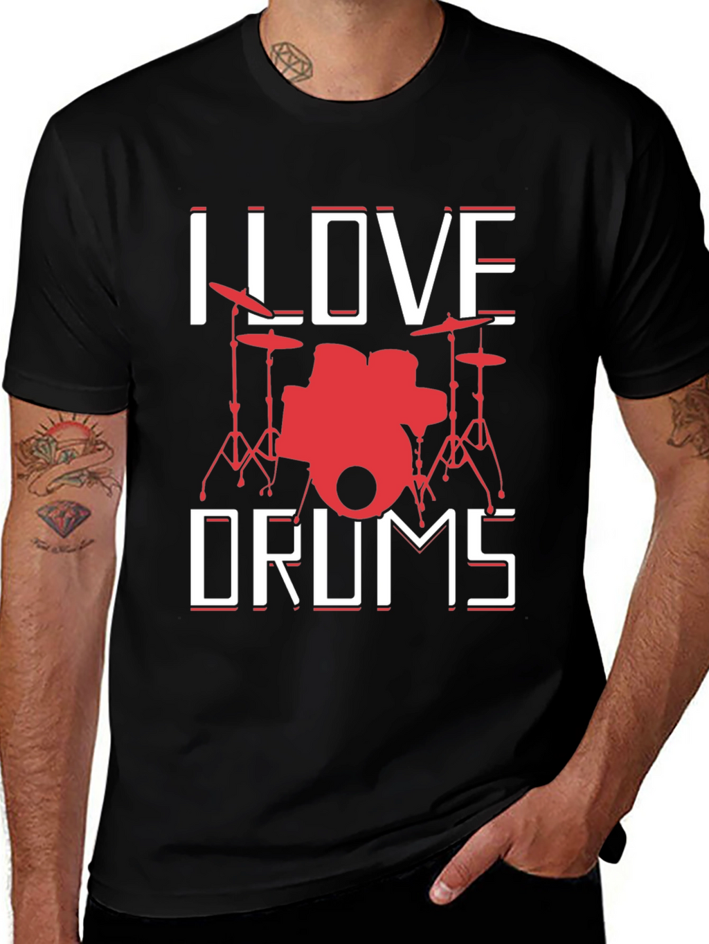 I Love Drums Graphic Tee - Music Lover T-Shirt