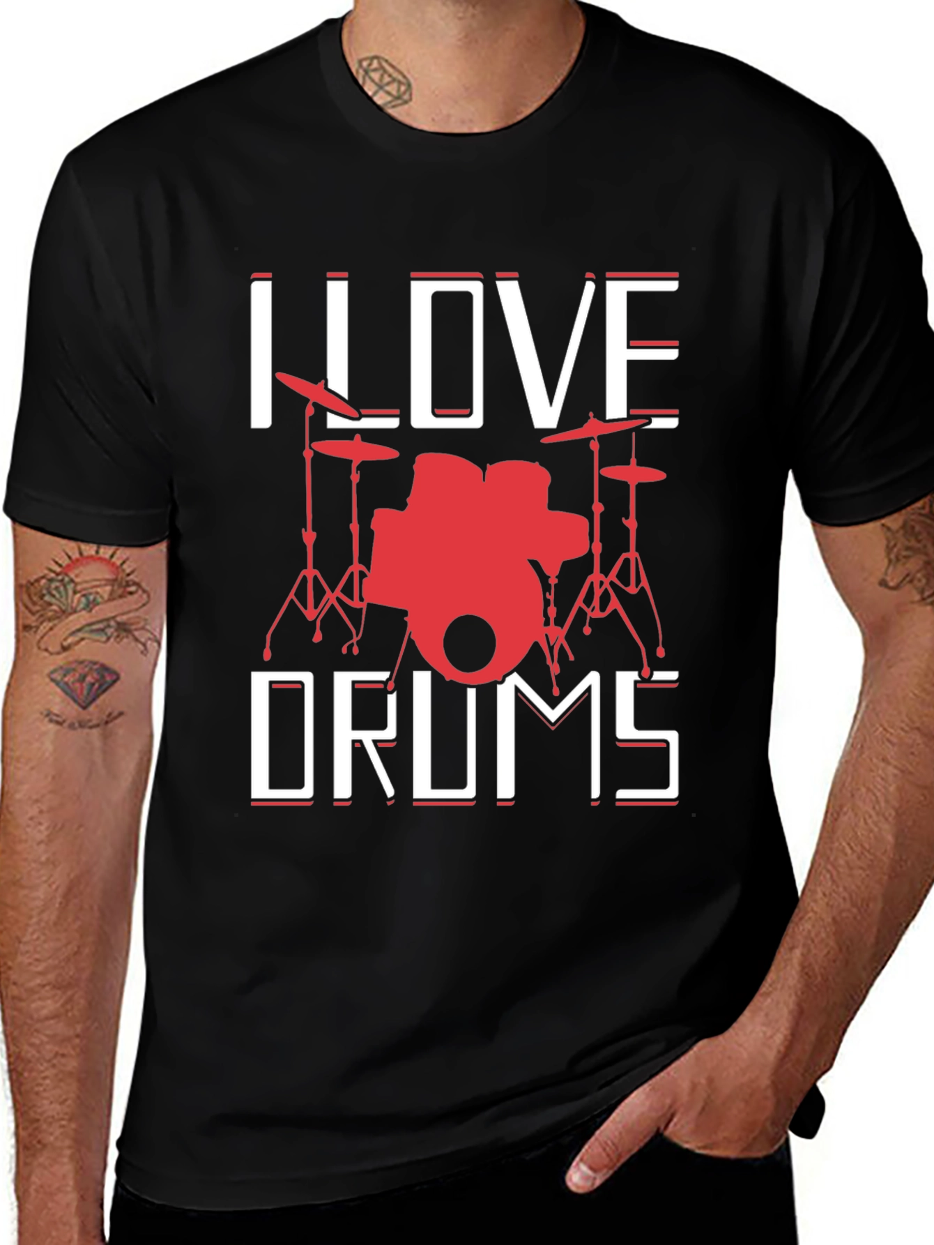 I Love Drums Graphic Tee - Music Lover T-Shirt