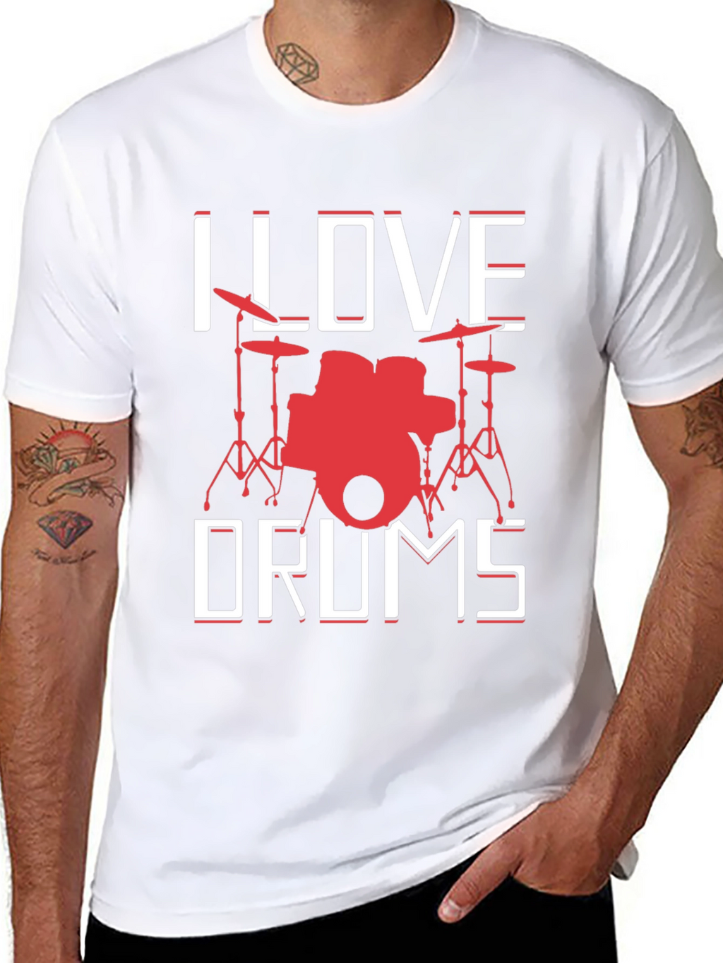 I Love Drums Graphic Tee - Music Lover T-Shirt