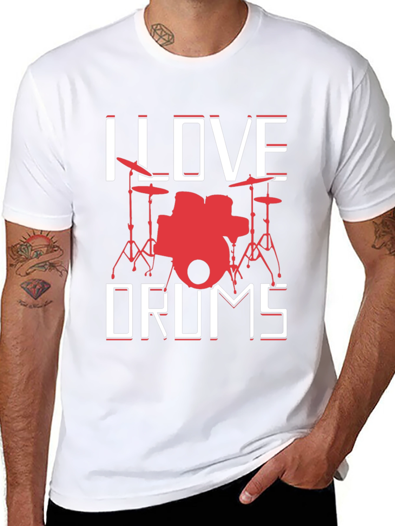 I Love Drums Graphic Tee - Music Lover T-Shirt