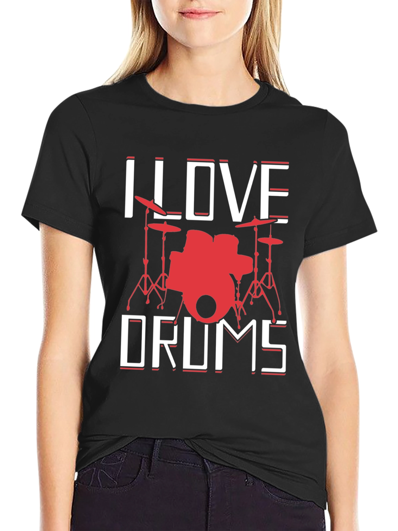 I Love Drums Graphic Tee - Music Lover T-Shirt