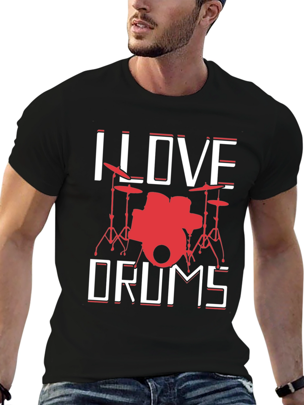 I Love Drums Graphic Tee - Music Lover T-Shirt
