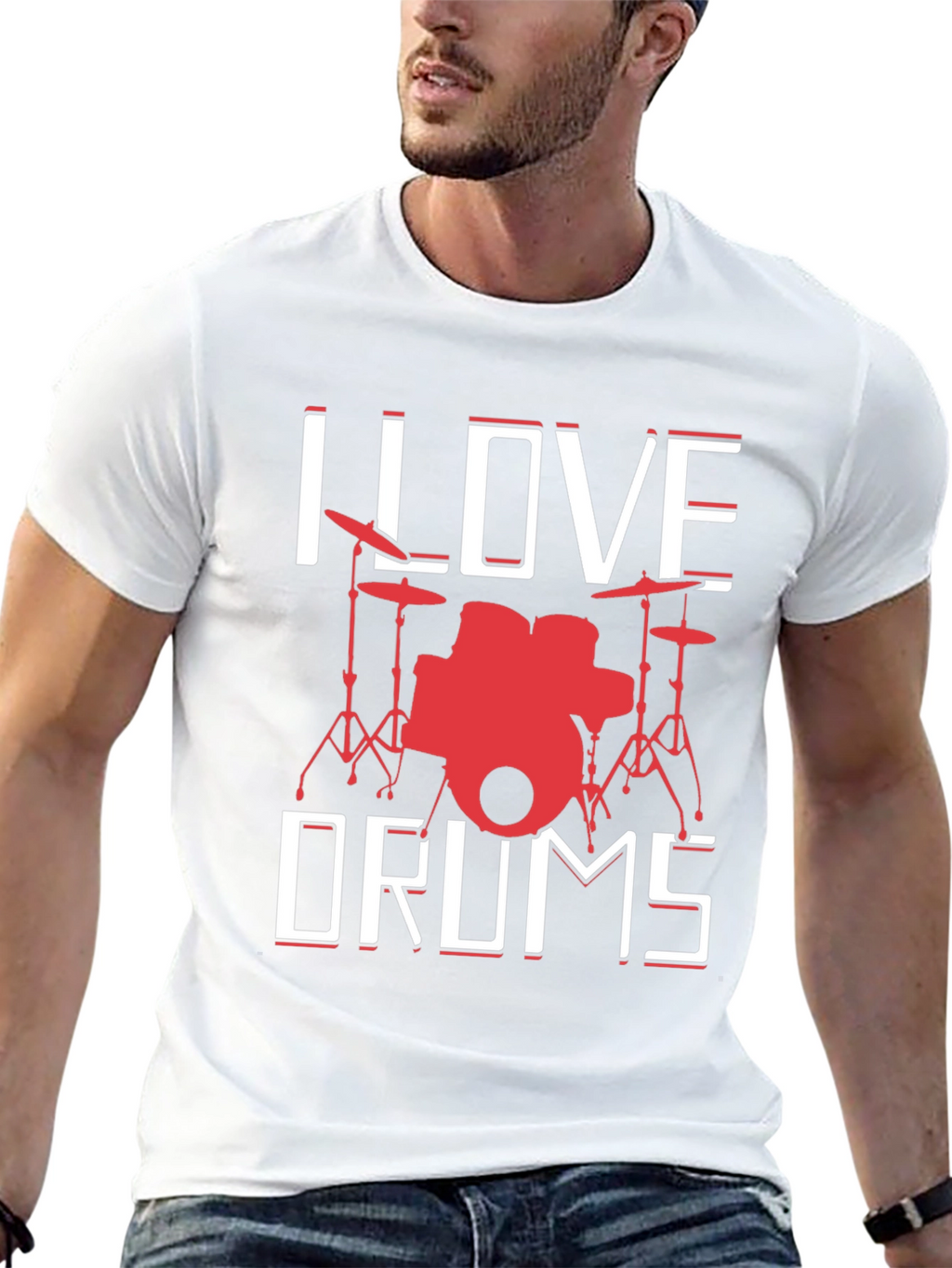 I Love Drums Graphic Tee - Music Lover T-Shirt