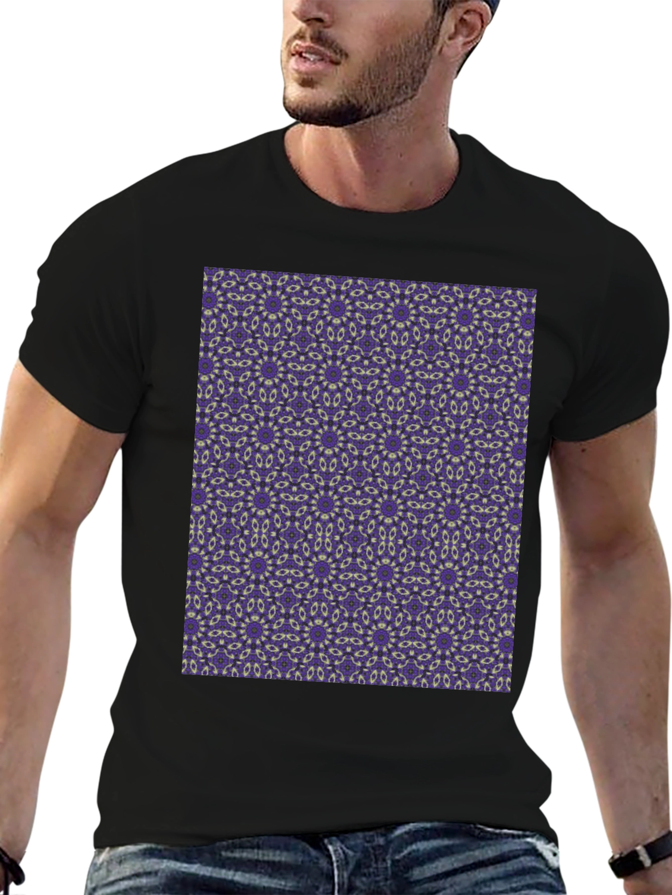 Patterned Black T-Shirt