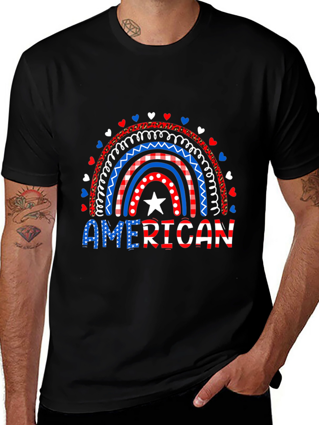 Patriotic American Rainbow Graphic Tee