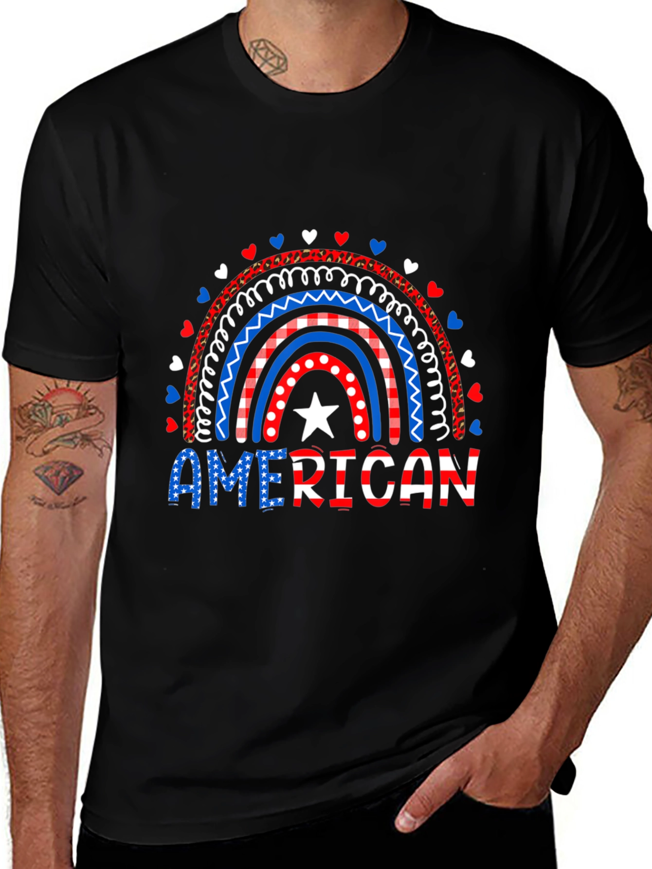 Patriotic American Rainbow Graphic Tee