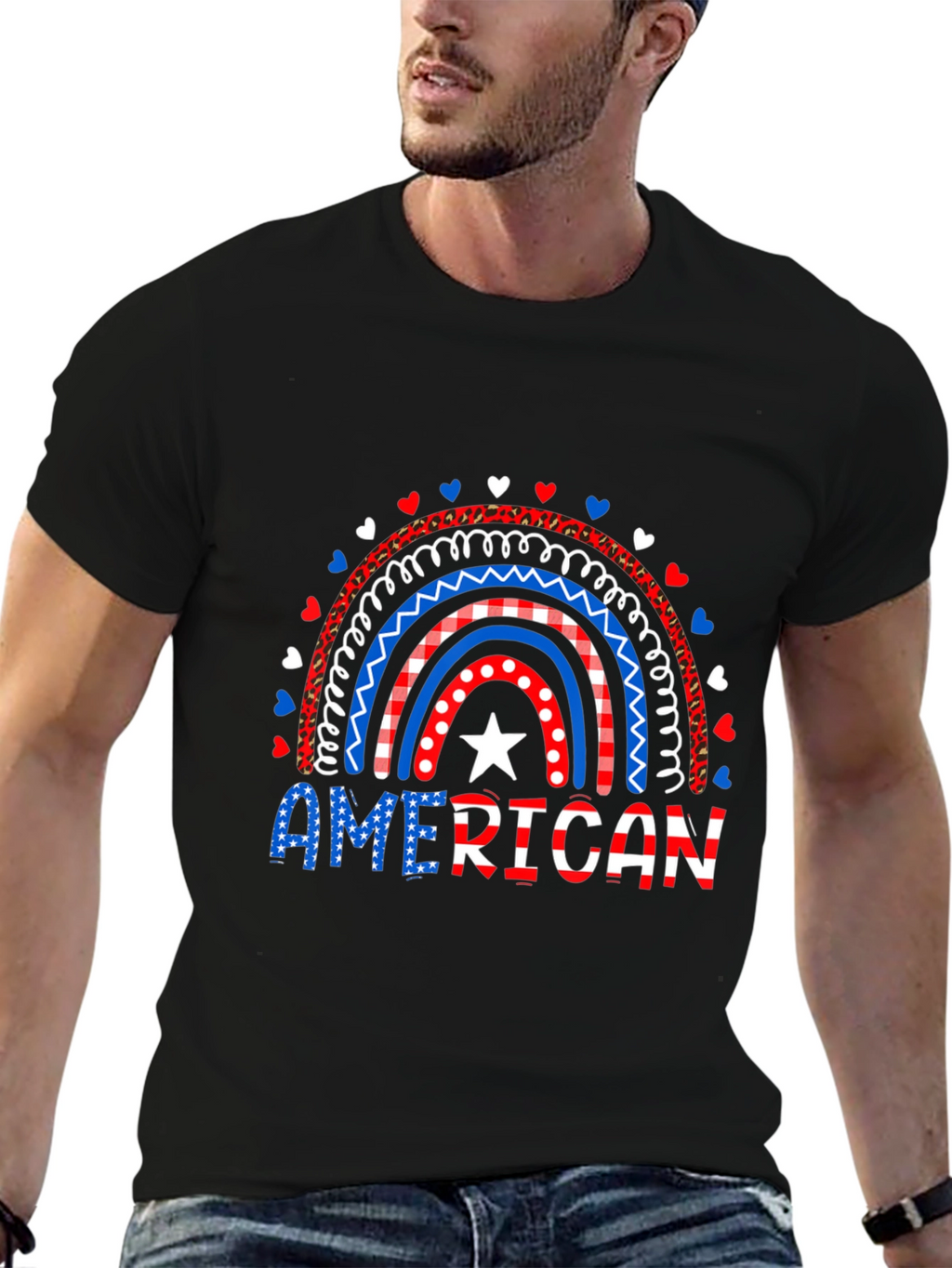 Patriotic American Rainbow Graphic Tee