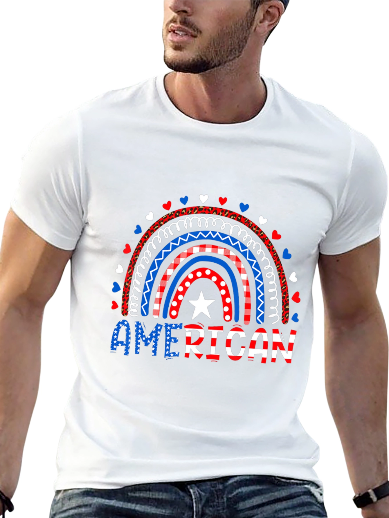 Patriotic American Rainbow Graphic Tee