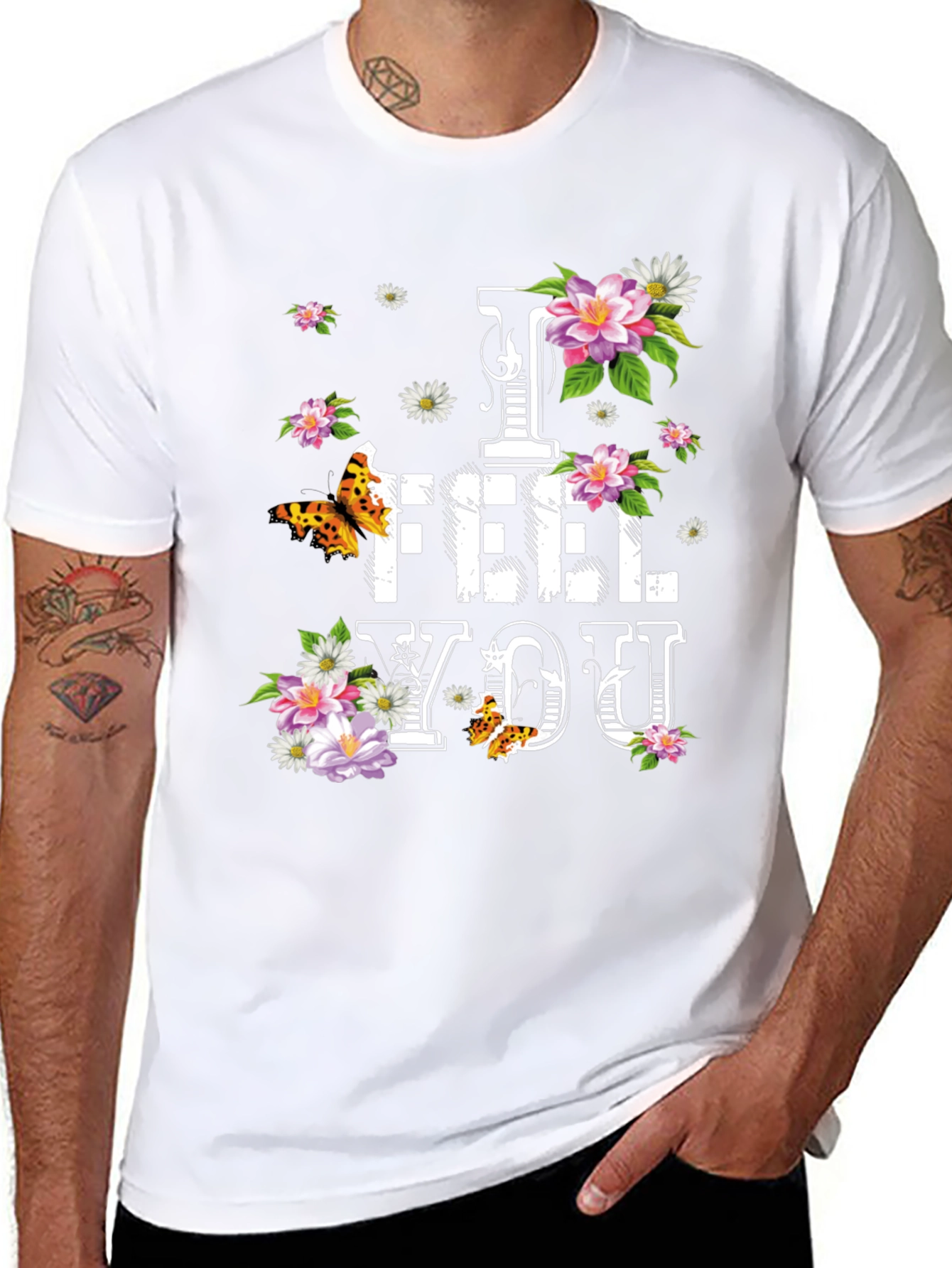 Floral I FEEL YOU Graphic T-Shirt - Stylish Comfort