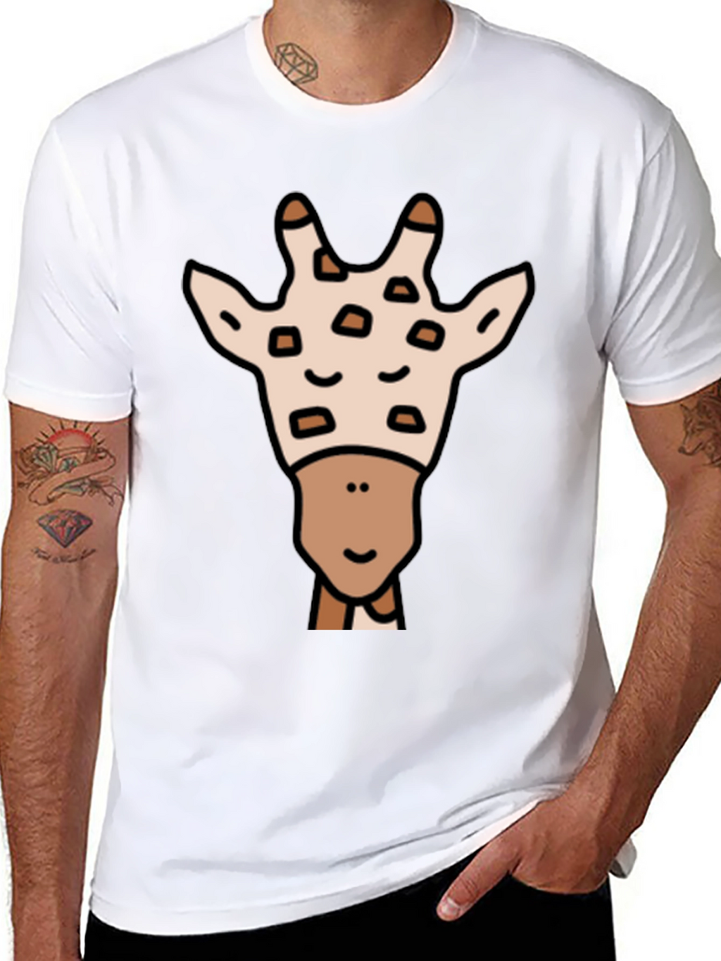 Giraffe Graphic Tee - Black Cotton Shirt