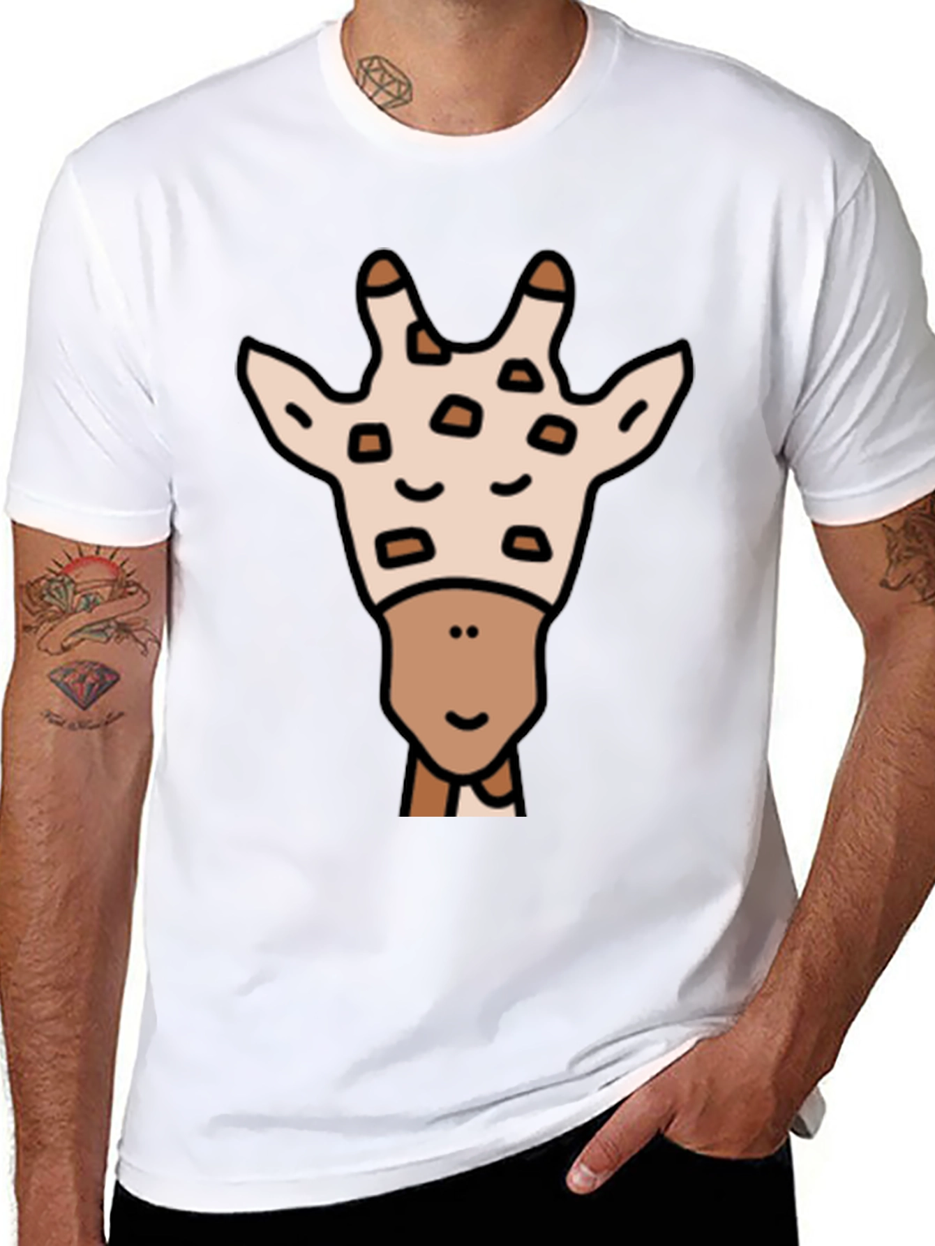 Giraffe Graphic Tee - Black Cotton Shirt