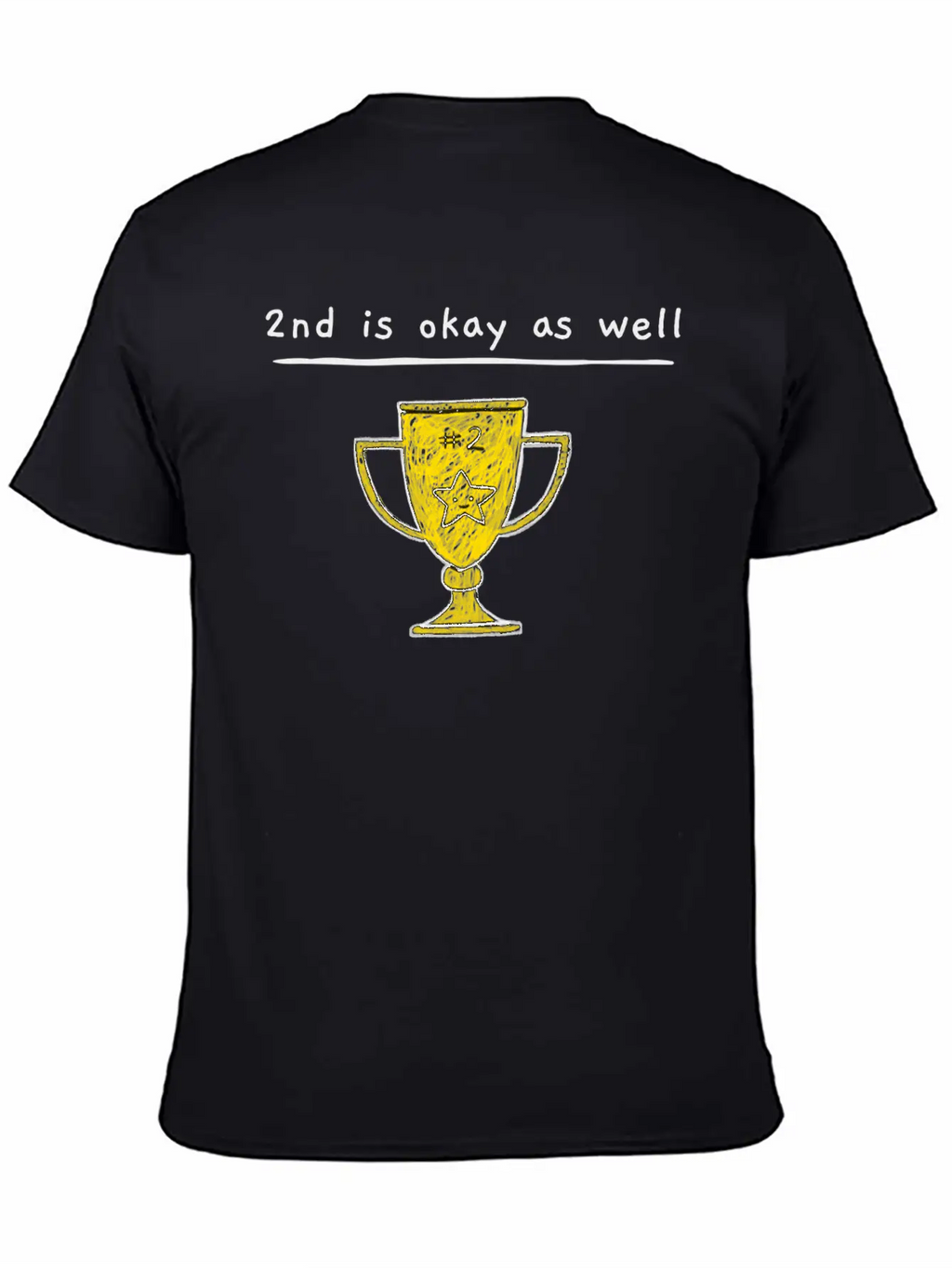 2nd Is Okay As Well - Trophy Drawing Yellow Timeless Short Sleeve Tee – Comfy And Minimalist Design
