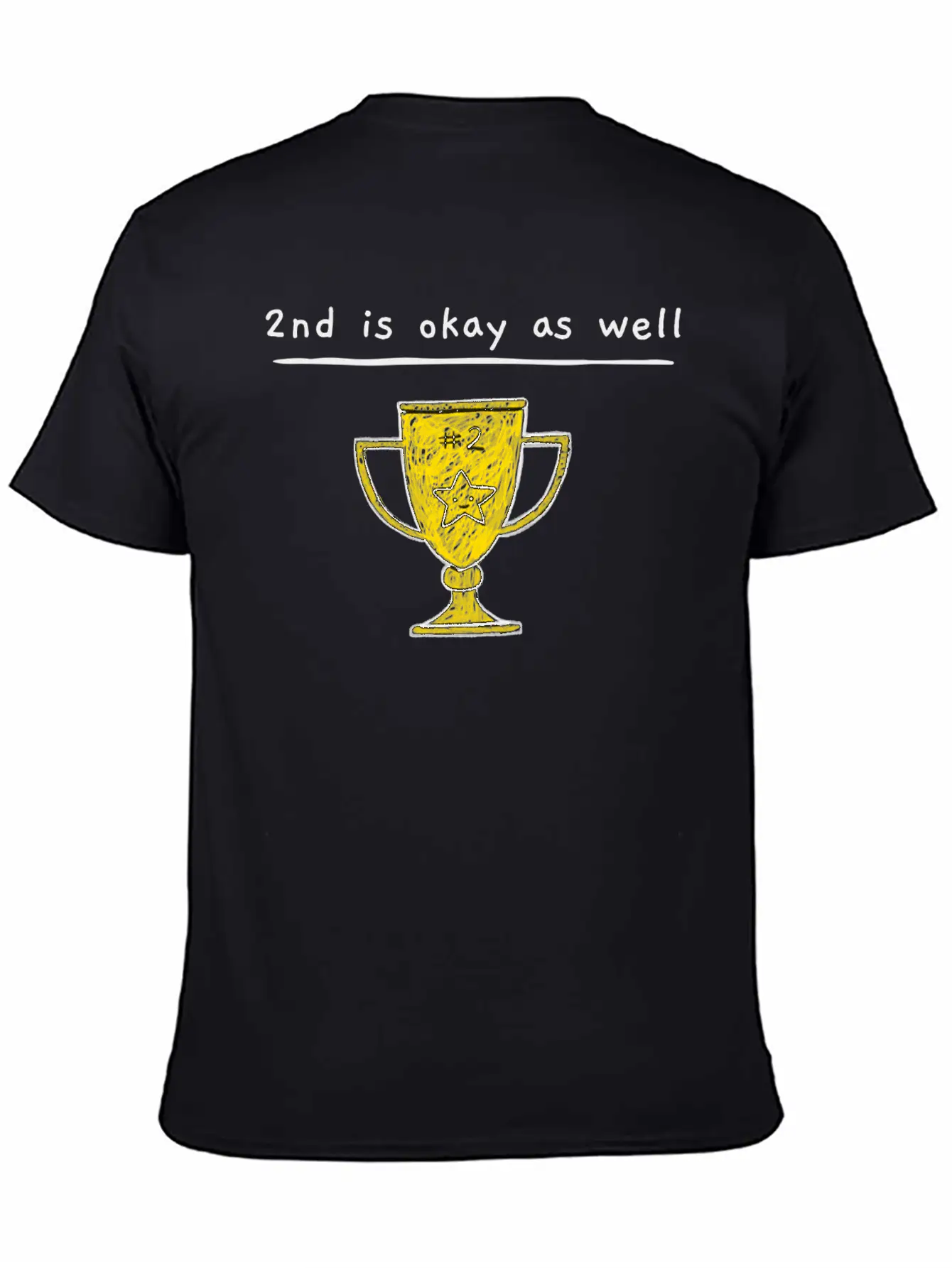 2nd Is Okay As Well - Trophy Drawing Yellow Timeless Short Sleeve Tee – Comfy And Minimalist Design