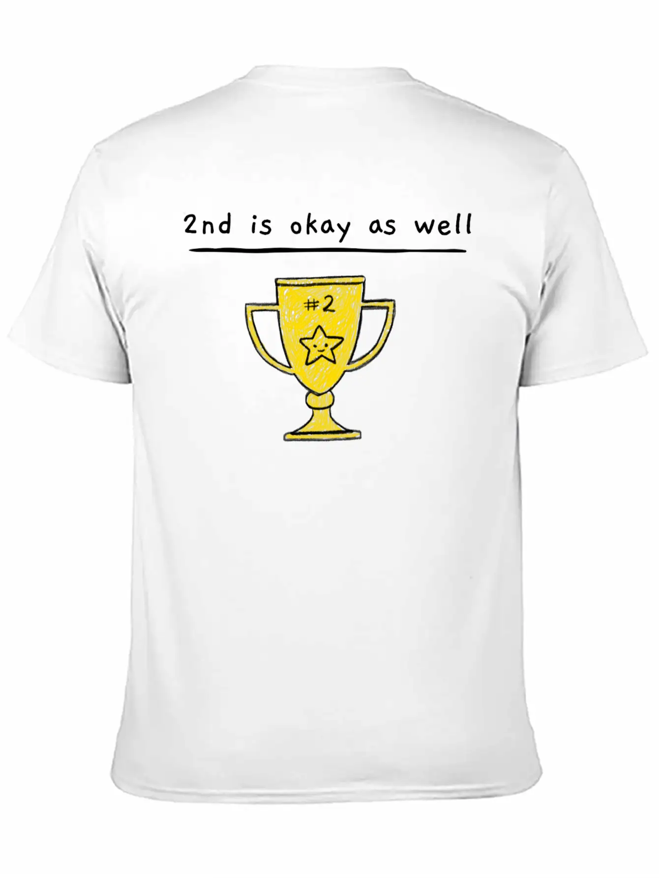 2nd Is Okay As Well - Trophy Drawing Yellow Timeless Short Sleeve Tee – Comfy And Minimalist Design