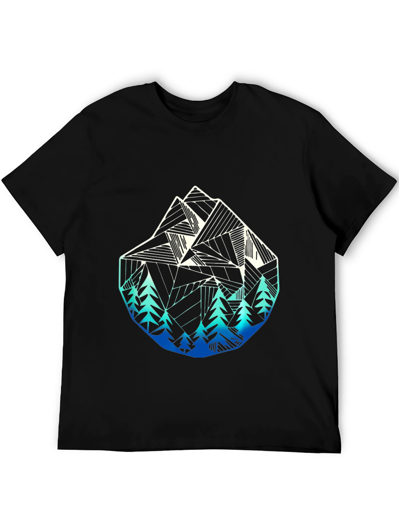 Geometric Mountain & Tree Graphic T-Shirt