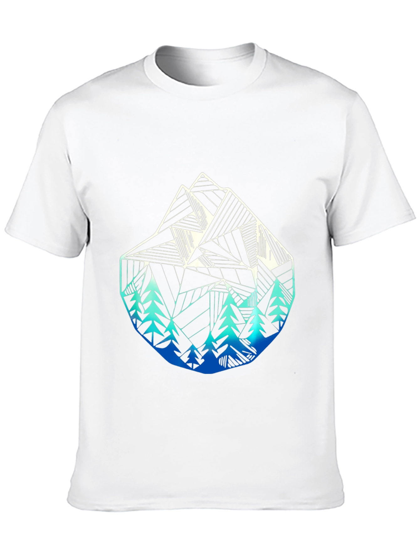 Geometric Mountain & Tree Graphic T-Shirt