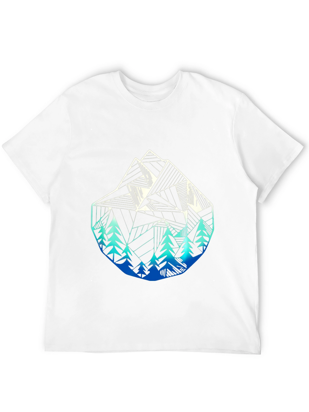 Geometric Mountain & Tree Graphic T-Shirt