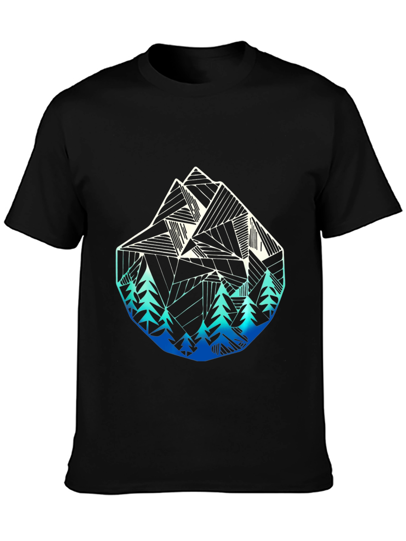 Geometric Mountain & Tree Graphic T-Shirt
