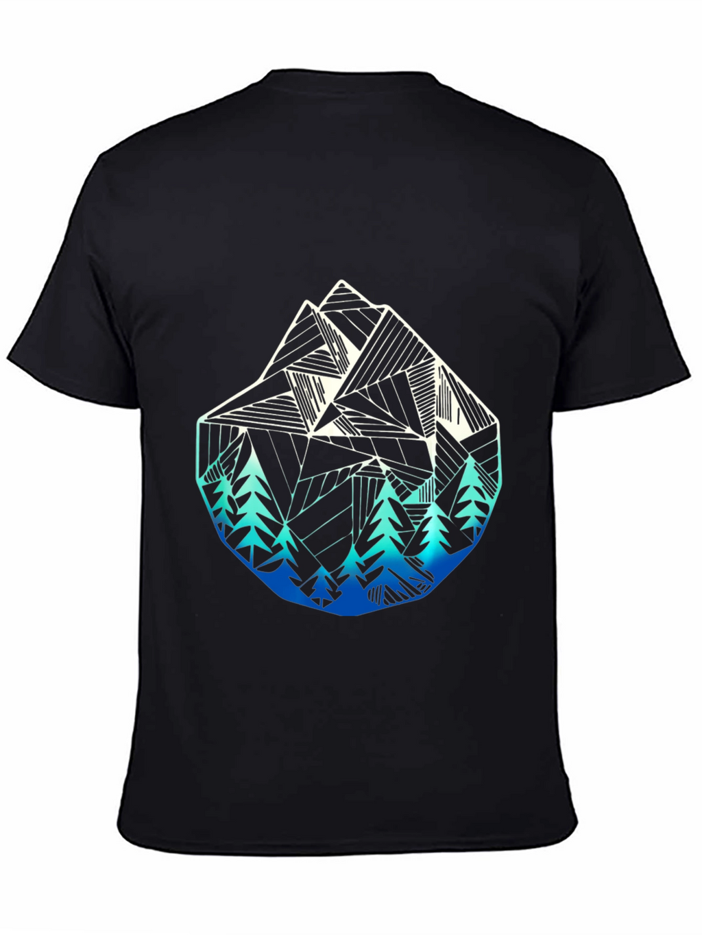 Geometric Mountain & Tree Graphic T-Shirt