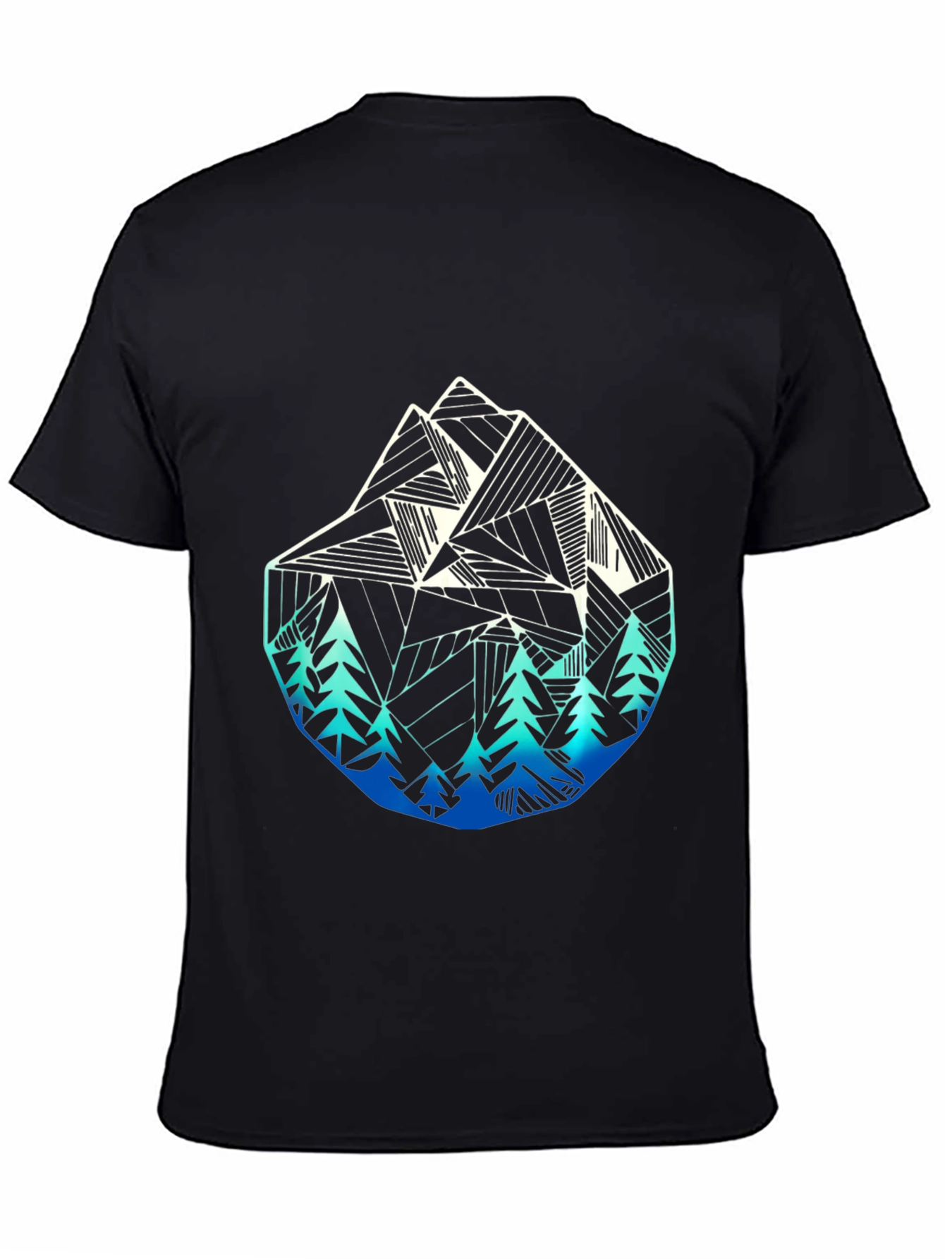 Geometric Mountain & Tree Graphic T-Shirt