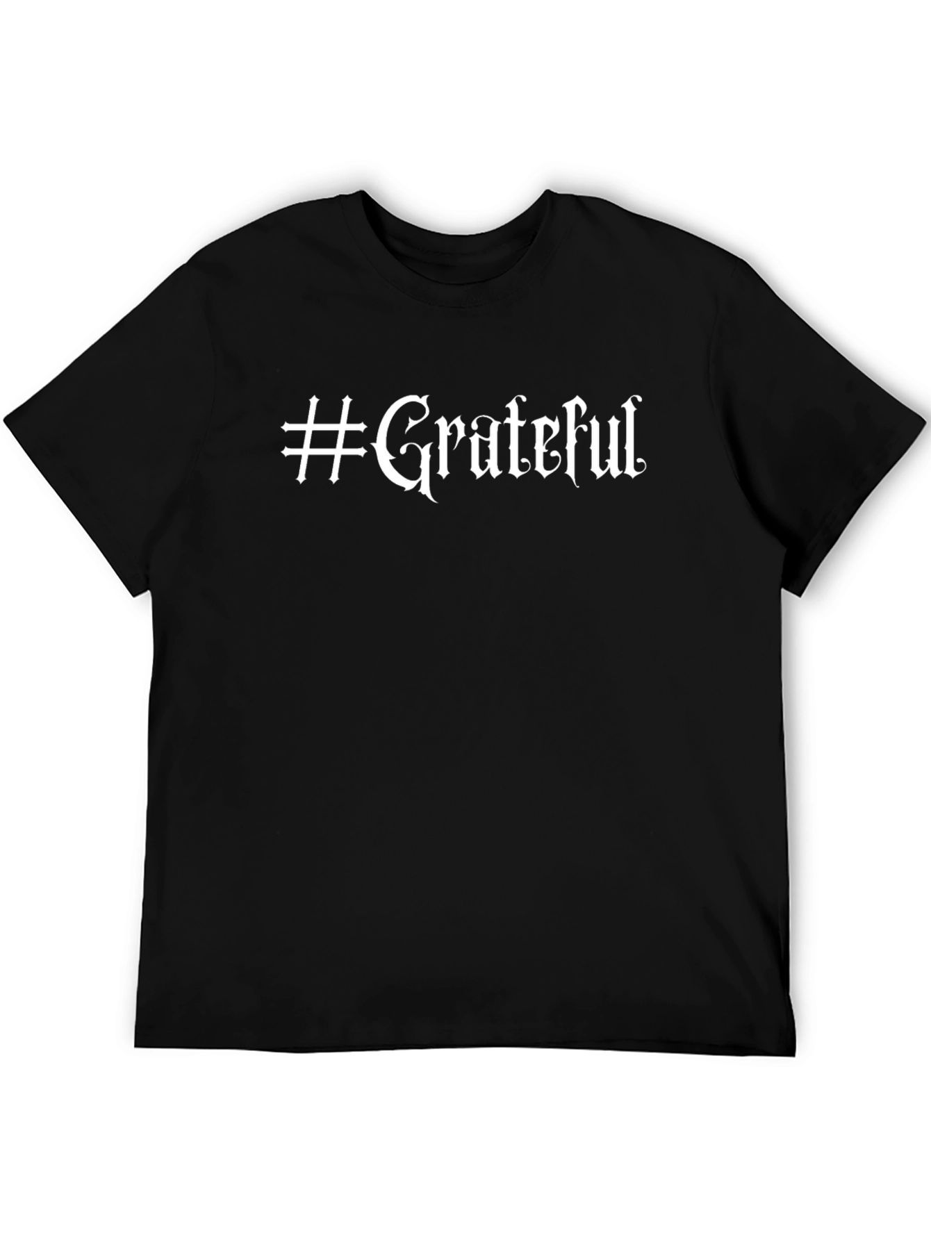 #Grateful Black Cotton Tee - Stylish Casual Wear