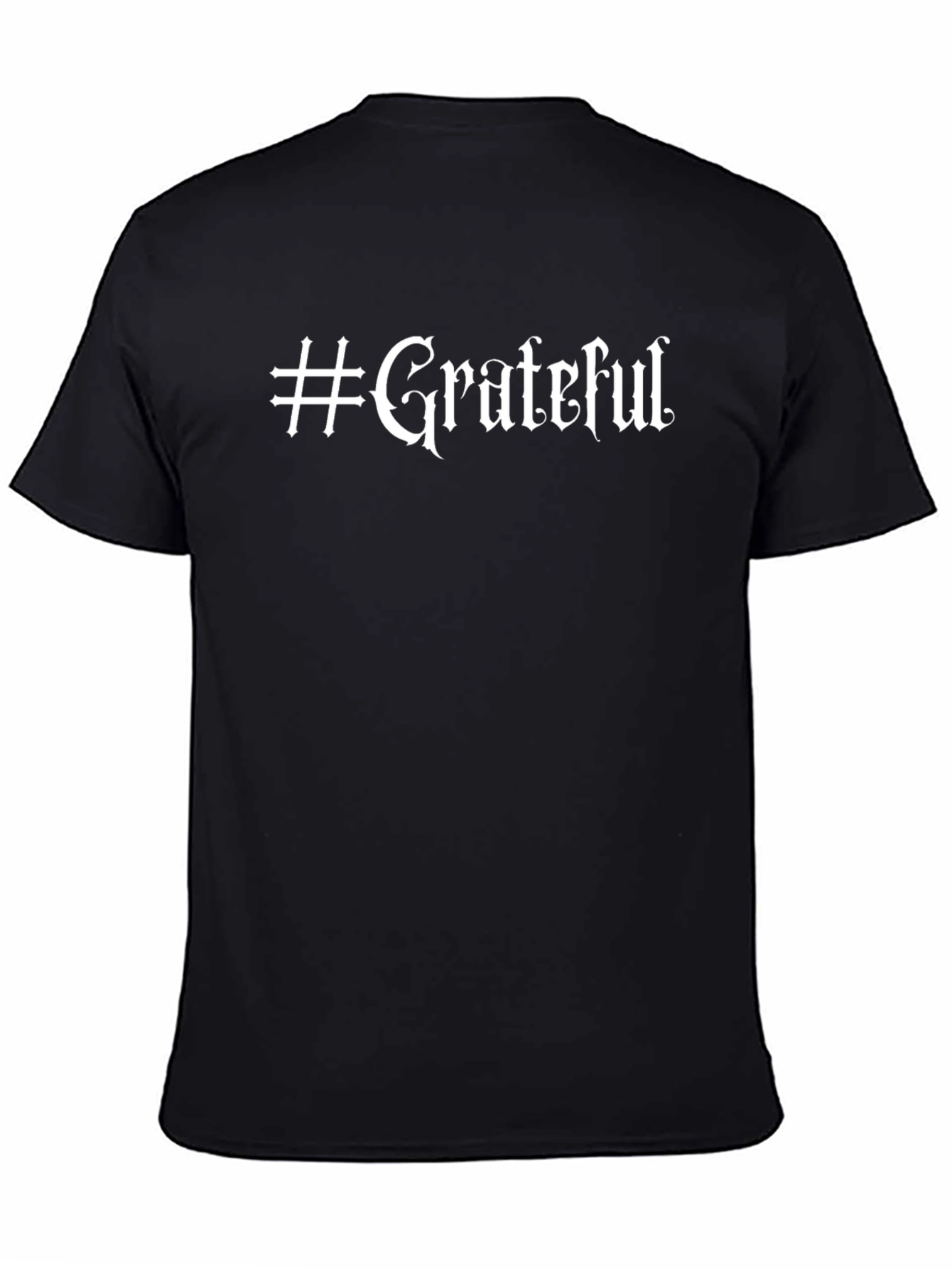 #Grateful Black Cotton Tee - Stylish Casual Wear