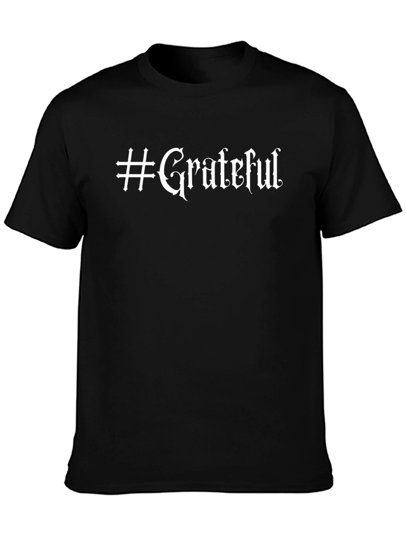 #Grateful Black Cotton Tee - Stylish Casual Wear