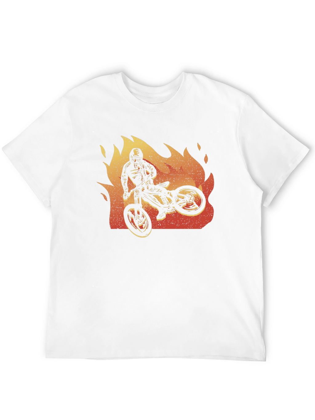 Fiery Biker Graphic Tee - Black Cotton T-Shirt