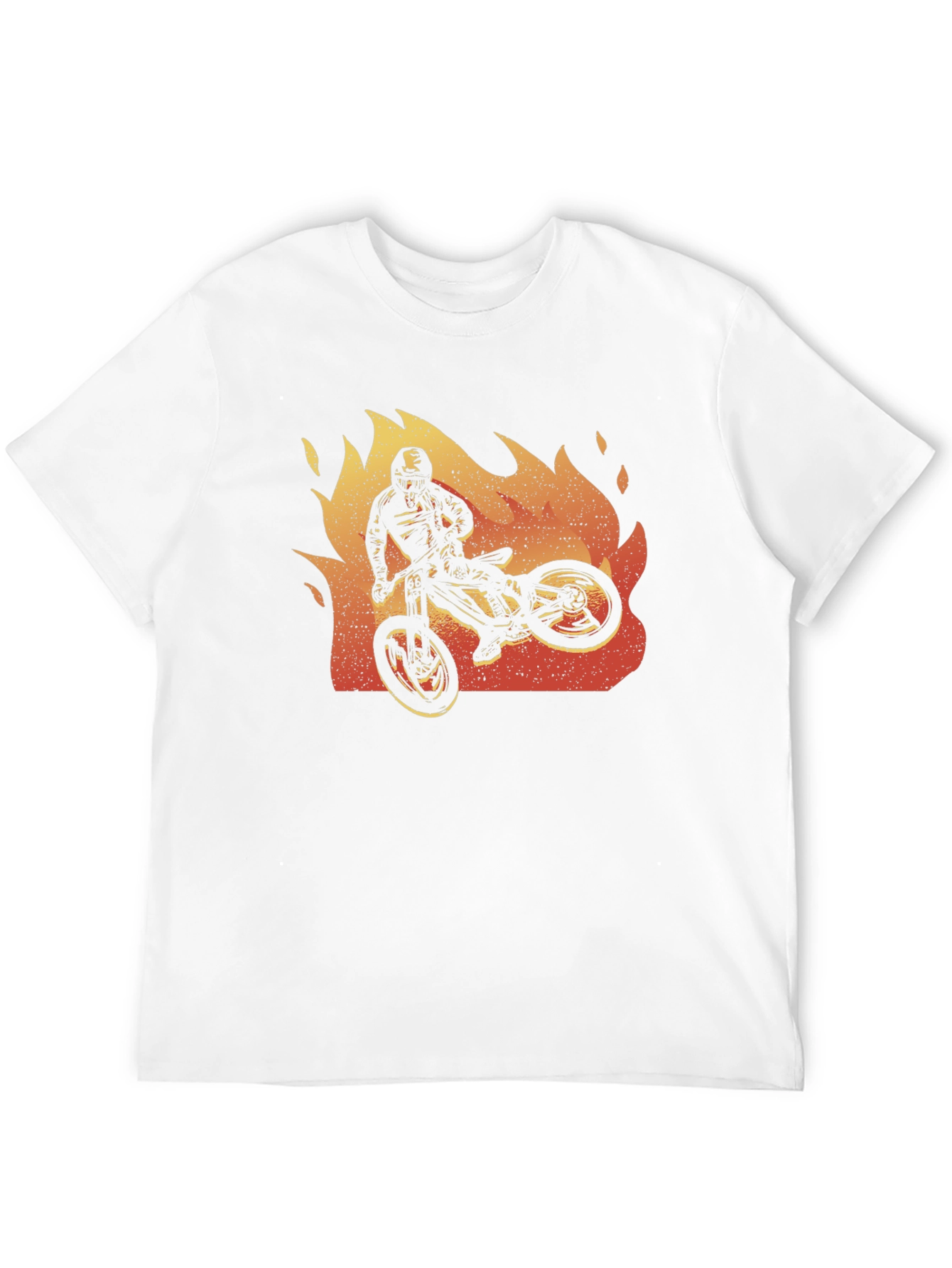 Fiery Biker Graphic Tee - Black Cotton T-Shirt