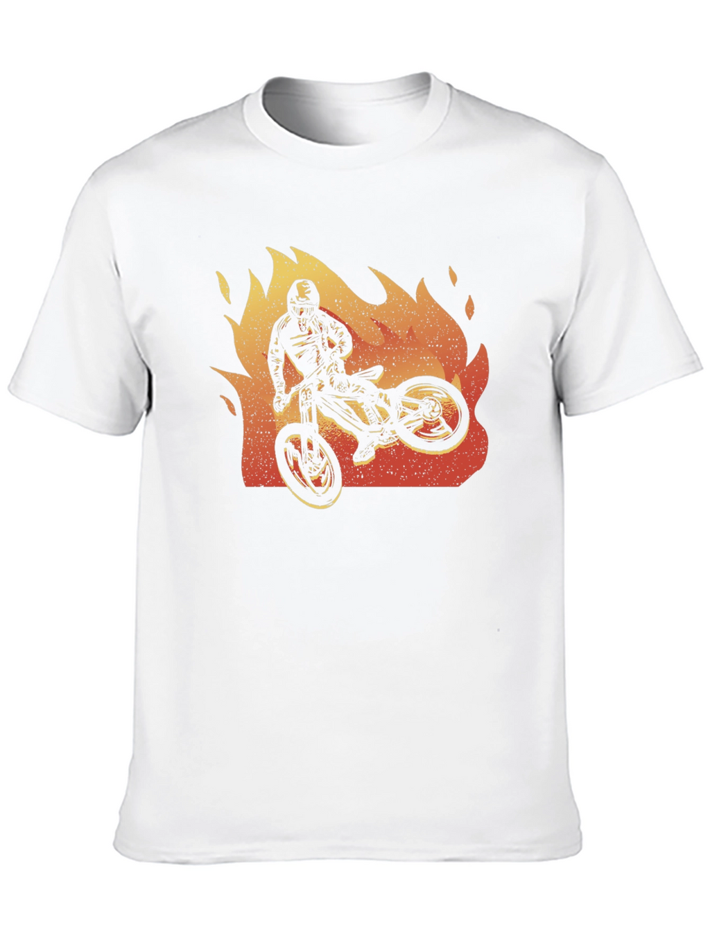 Fiery Biker Graphic Tee - Black Cotton T-Shirt