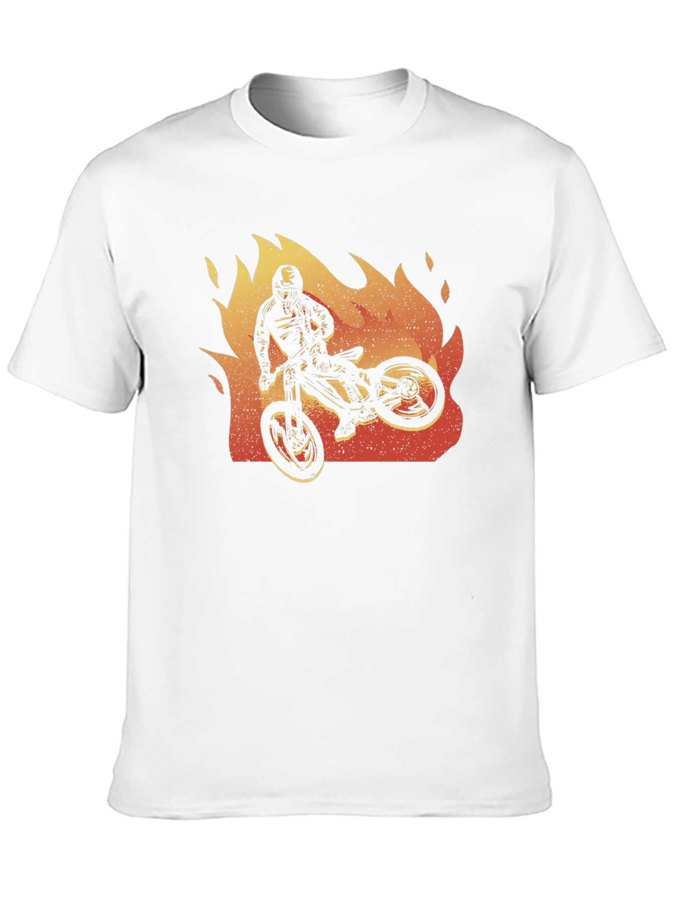 Fiery Biker Graphic Tee - Black Cotton T-Shirt