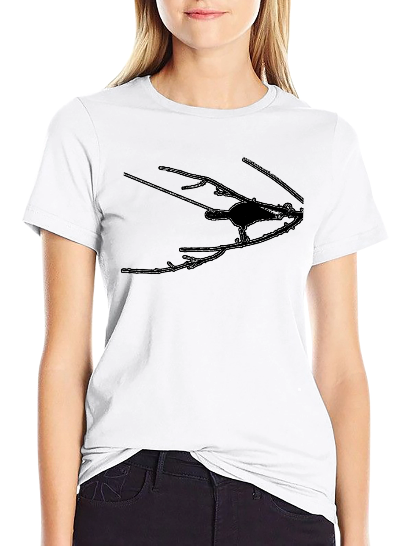 Stylish Black T-Shirt with Bird Silhouette Graphic